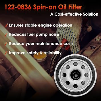 122-0836 Oil Filter Fits RV QG 5500/7000 Series HGJAA HGJAB HGJAC Spin-on