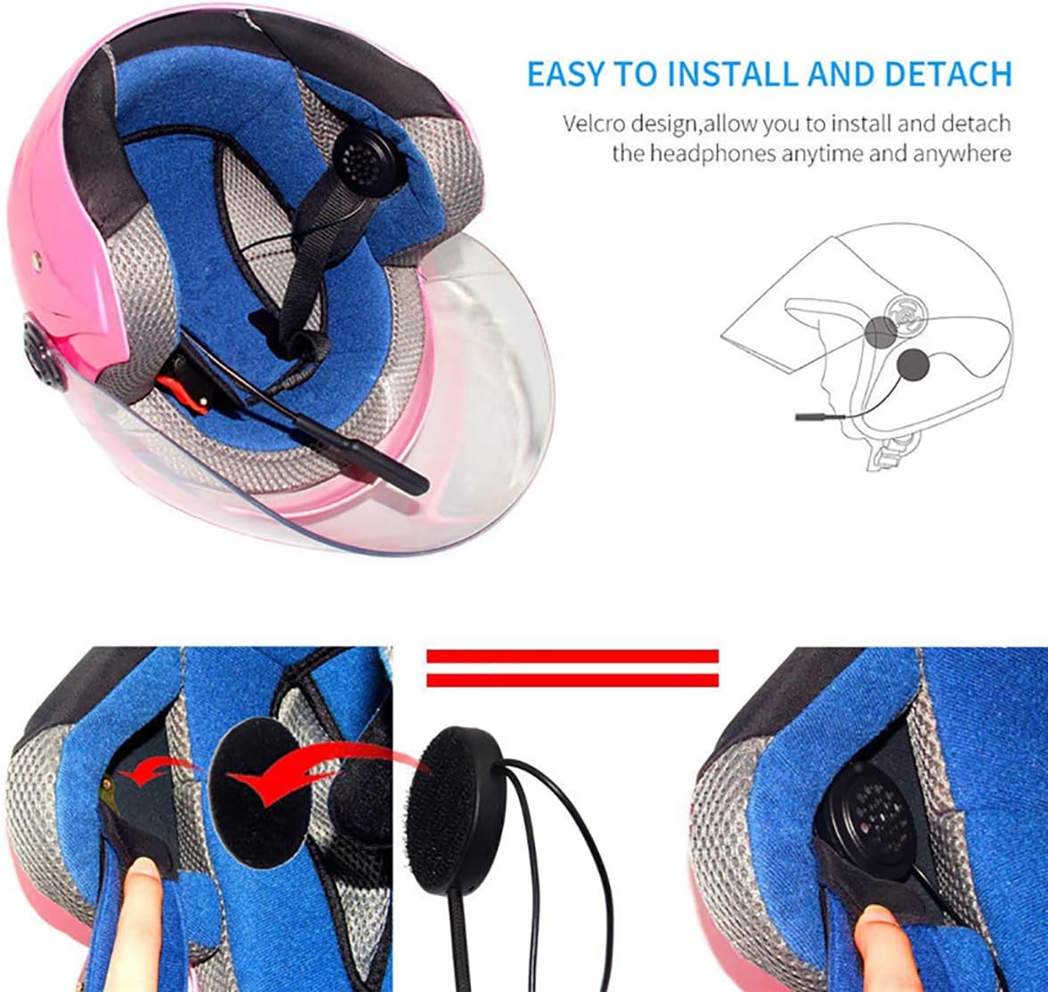 VR-robot Wireless Motorcycle Helmet Headset Work with Bluetooth, Motorcycle Intercom Headset, Wireless Helmet Heaphones, Wireless Helmet Communication Systems For Motor Motorbike, Motor Helmet Headset