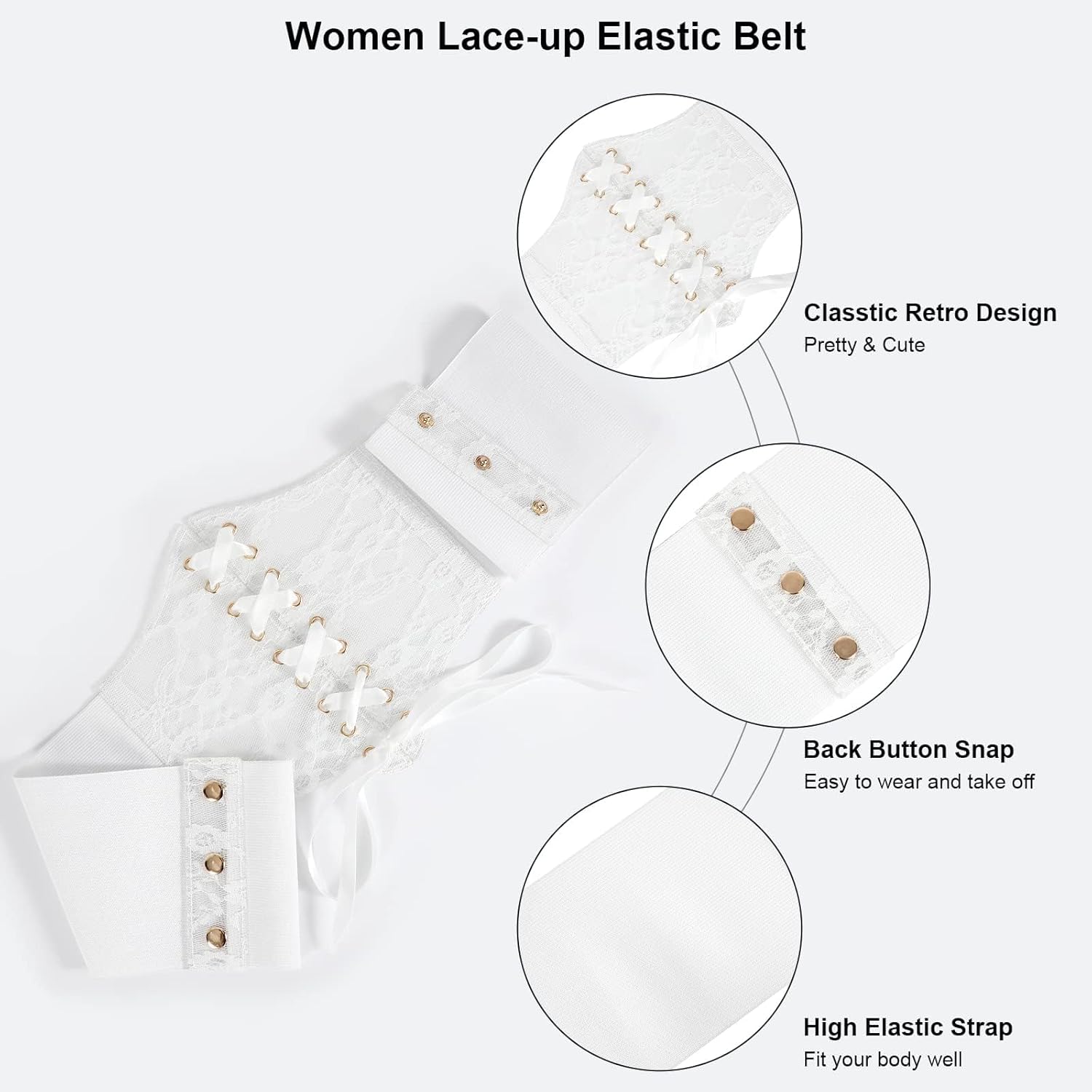 WHIPPY Women Lace-up Corset Waist Belt Transparent PVC Lace Crochet Petal Elastic Wide Belt for Dress - Image 4