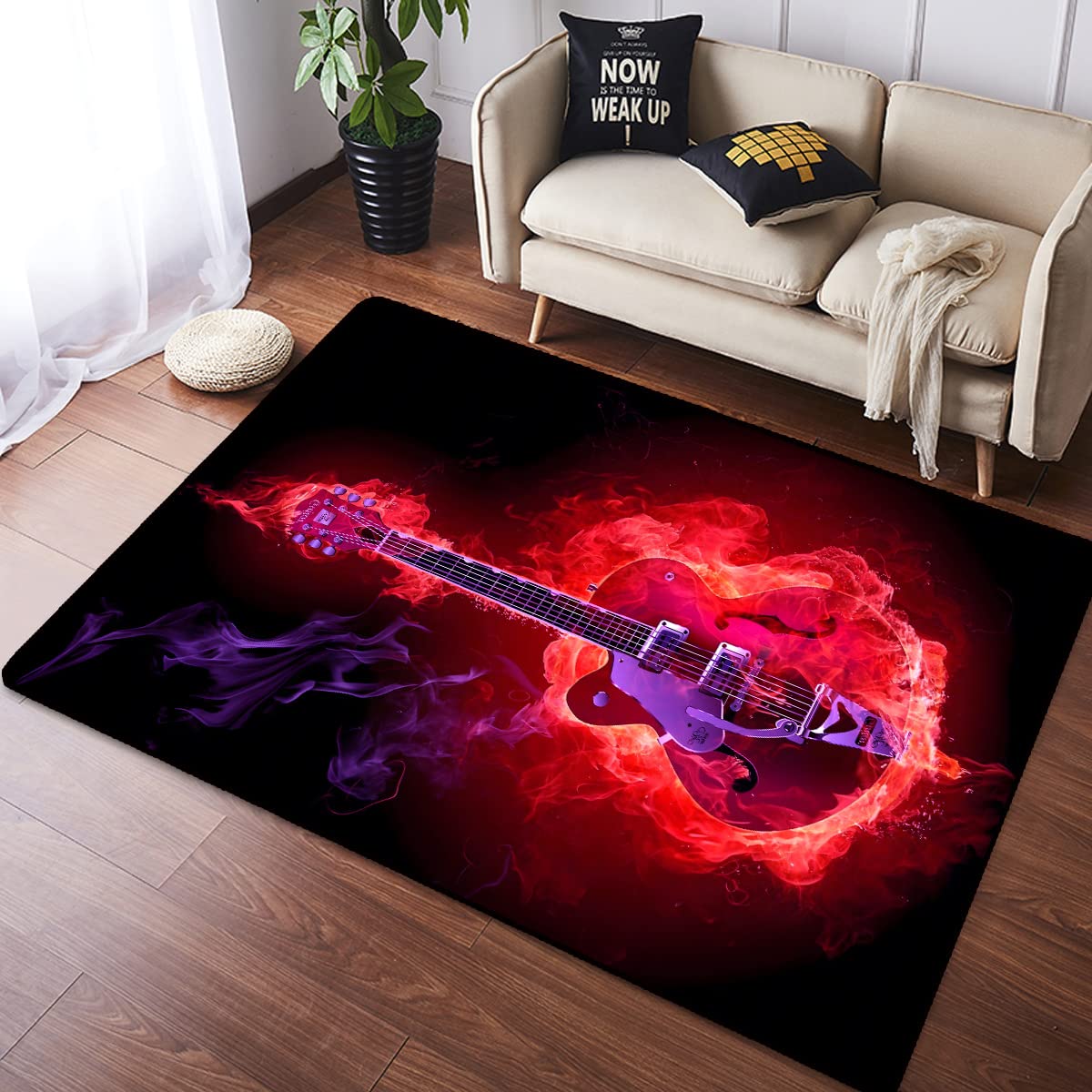 Americana Guitar Music Instrument 3D Carpet Living Room Electric Guitar Rug Bedroom Ambience Decorative Floor Mat Study Playing Room Carpet Personalized Gift (Guitar-7, 39.4