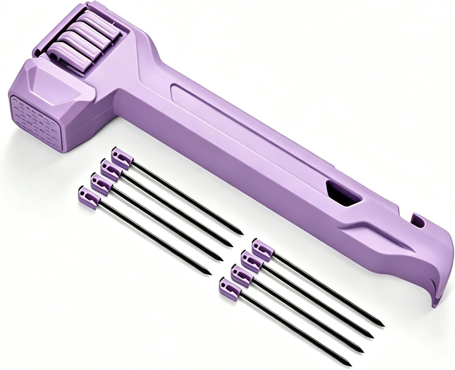 Multi-Functional Camping Hammer, Lightweight Tent Hammer With 8 Tent Pegs, Mallet with Nail Puller and Bottle Openersuitable forCamping, Hiking, Backpacking, and Outdoor Tent Gear.(Purple)