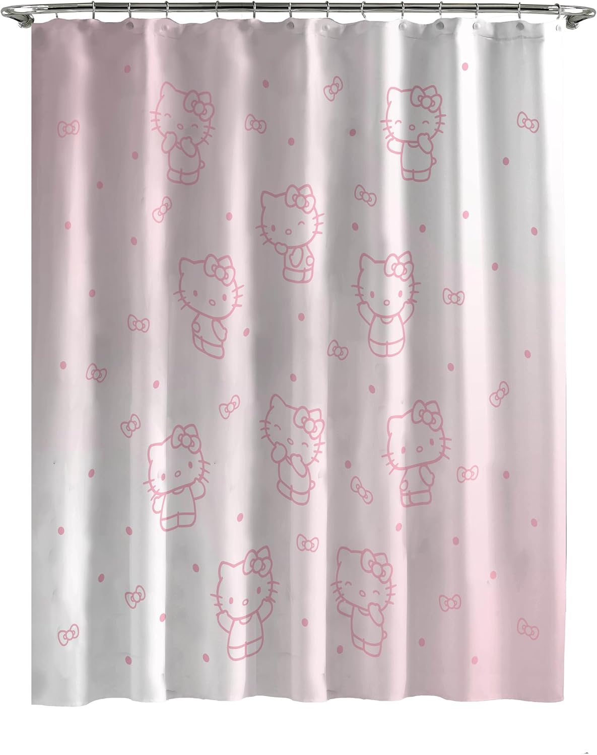 Jay Franco Sanrio Hello Kitty Shower Curtain - Pink Ombre Stars Kawaii Bathroom Décor - 70 x 72 Inch Washable Fabric Curtain