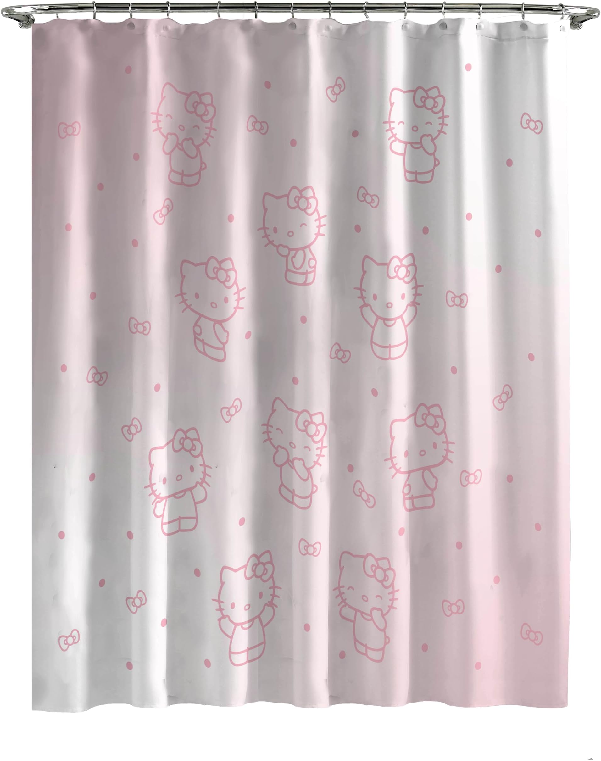 Jay FrancoSanrio Hello Kitty Shower Curtain - Pink Ombre Stars Kawaii Bathroom Décor - 70 x 72 Inch Washable Fabric Curtain