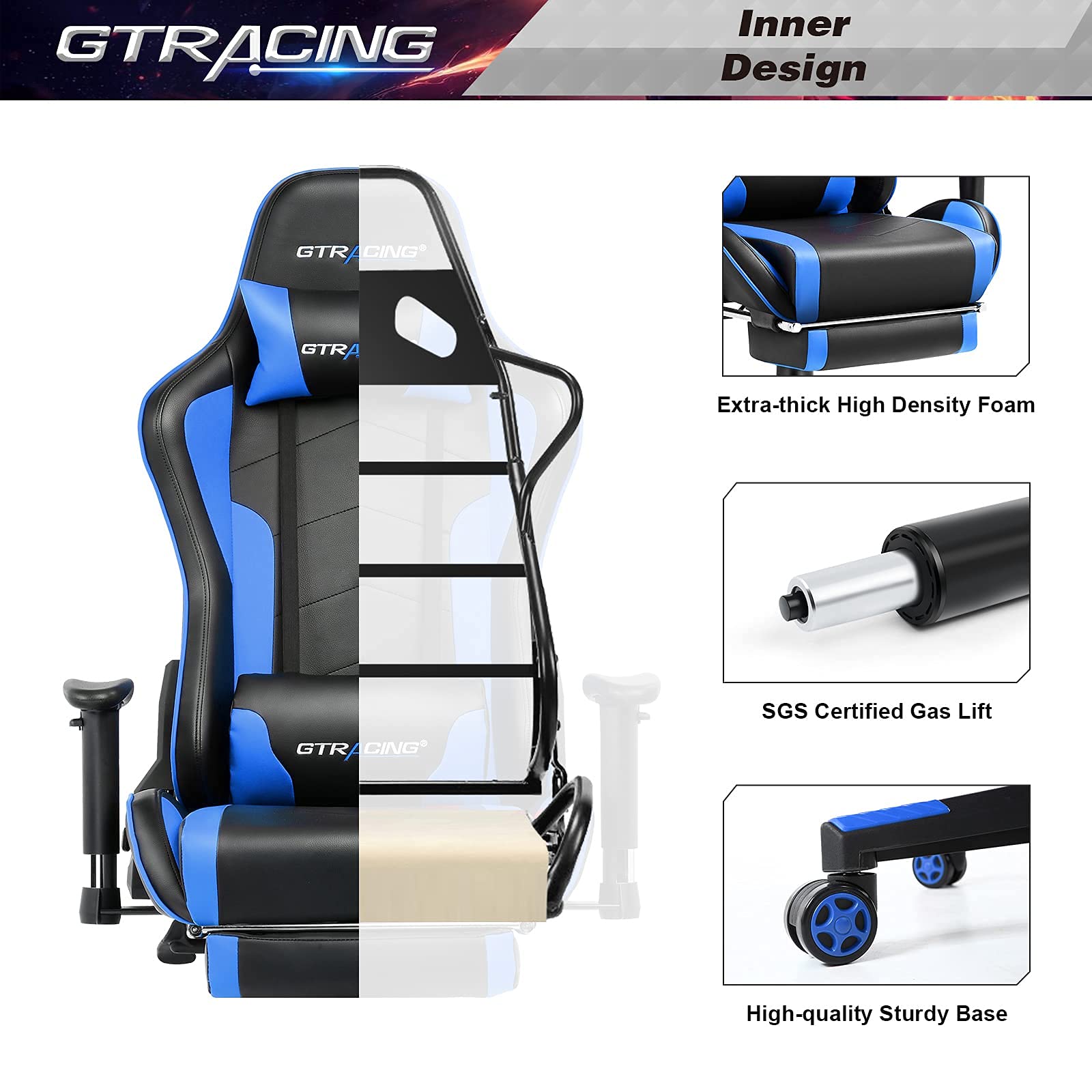 GTRACING Gaming Chair with Footrest and Bluetooth Speakers Music Video
