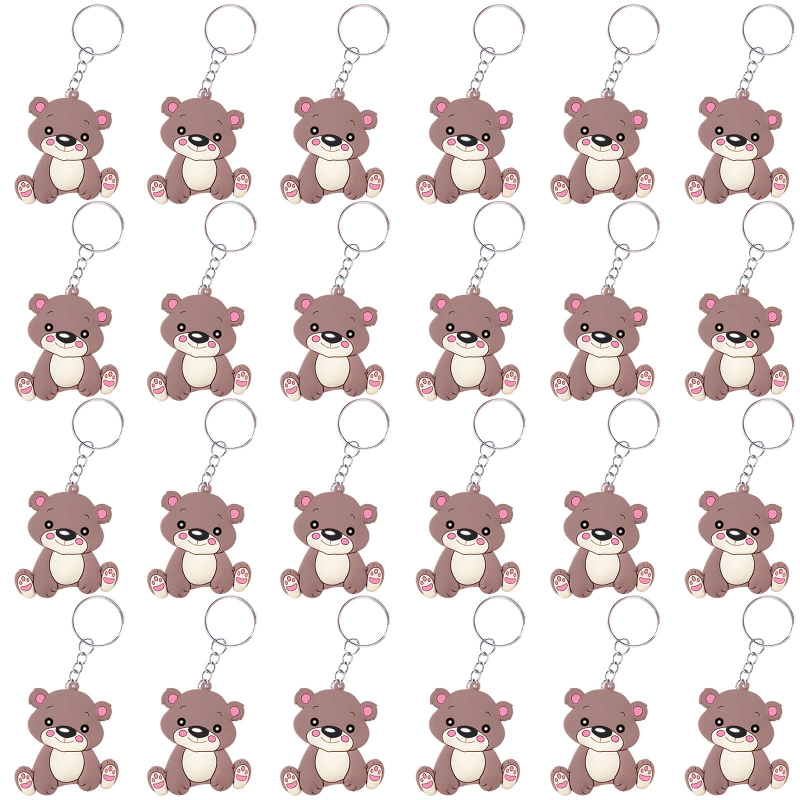 CiciBear 24 Pack Brown Bear Party Decorations for Guests, Brown Bear Prince Themed Party,Jungle Safari Wild Woodland Baby Shower, School Party, Kids Birthday