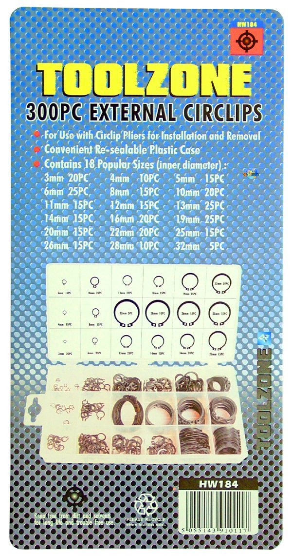 300 Piece Circlip Set External Retaining Circlips Cir Clip Snap Ring Assortment