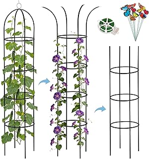 100% Metal 6.6ft Obelisk Trellis for Climbing Plants Outdoor 2PK, Garden...