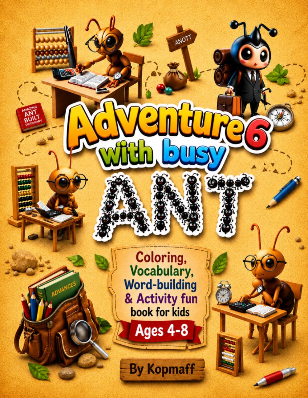 Adventure with busy ANT: Coloring, Vocabulary, Word-building, & Activity Fun Book For Kids Ages 4-8