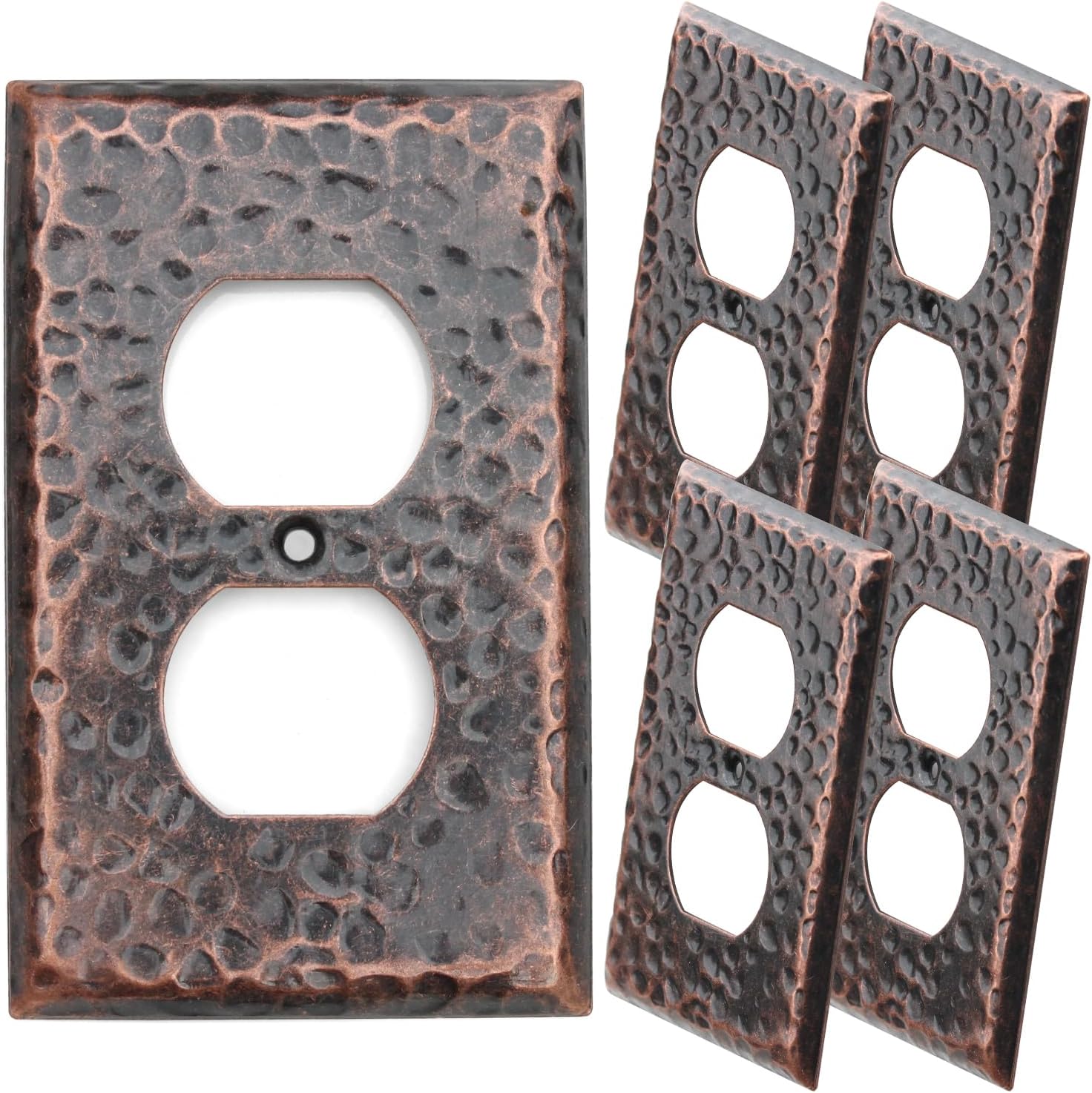 [5 Pack] Hammered Copper 1-Gang Duplex Receptacle Outlet Switch Cover Mid-Size Wall Plate, 3" x 4.75"