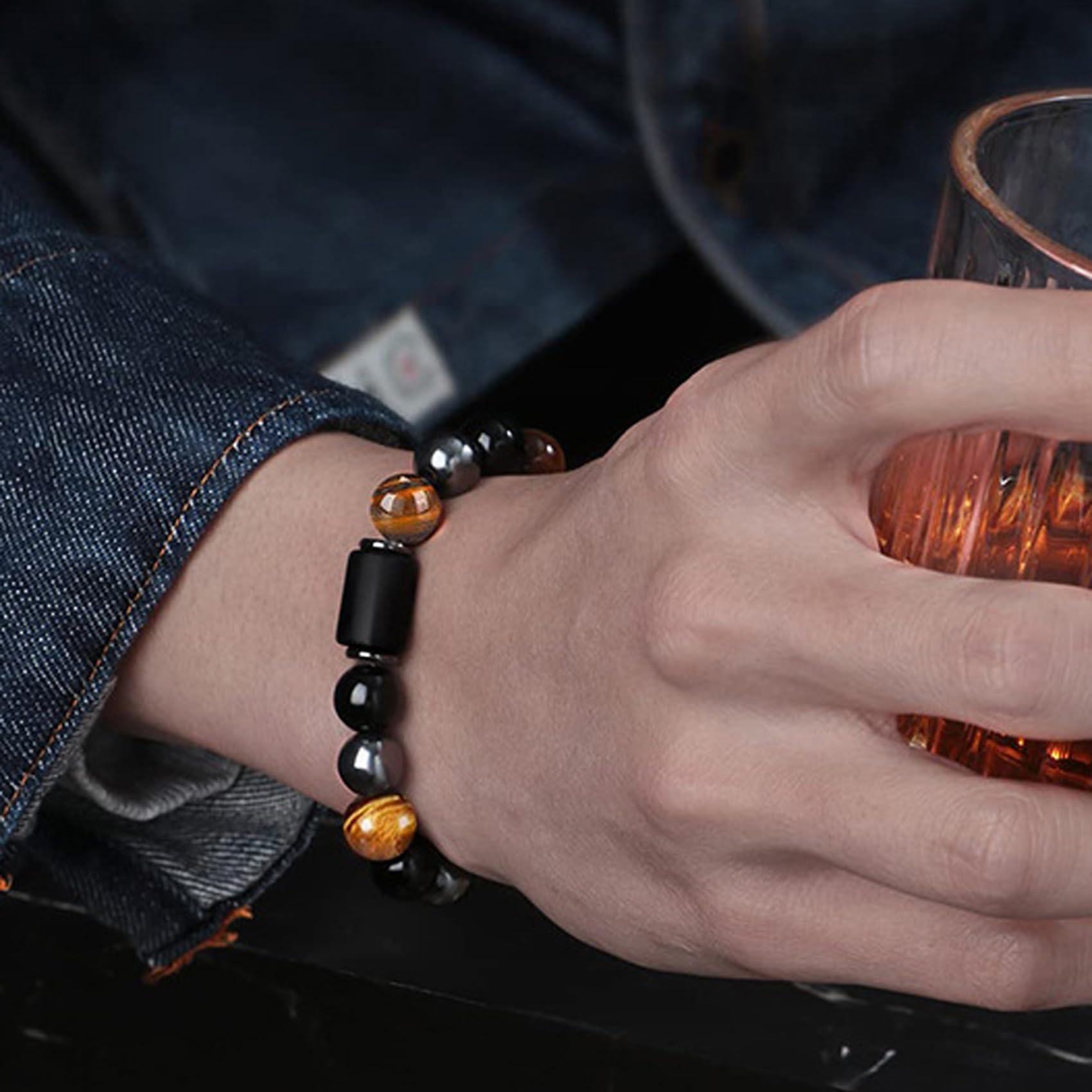 Ensemble collier et bracelet signe du zodiaque pour homme - Collier de constellation - Pendentif en acier inoxydable - Bracelet de perles élastique - Cadeau d'anniversaire