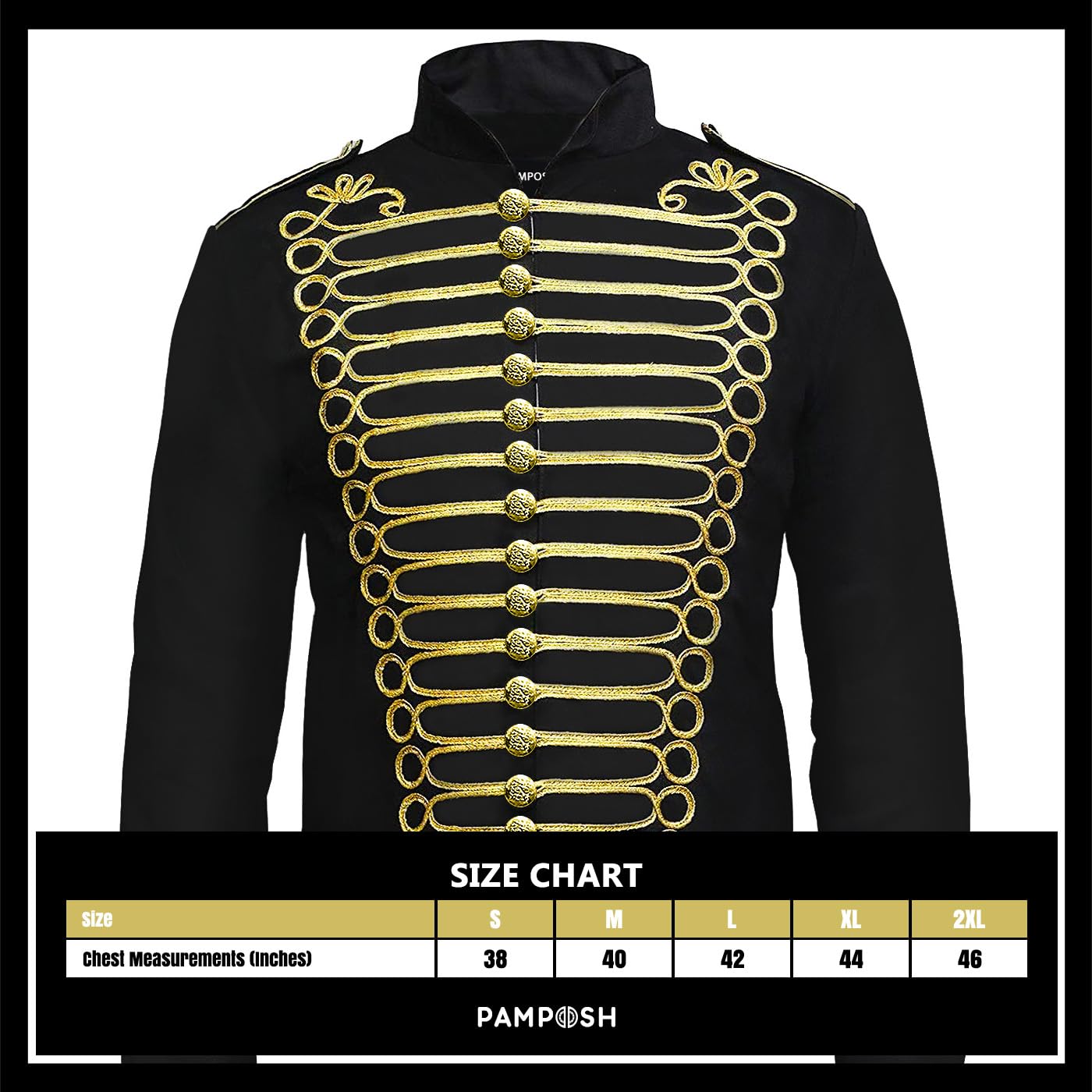 Pamposh Steampunk Hussar Napoleon Military Drummer Défilé Veste