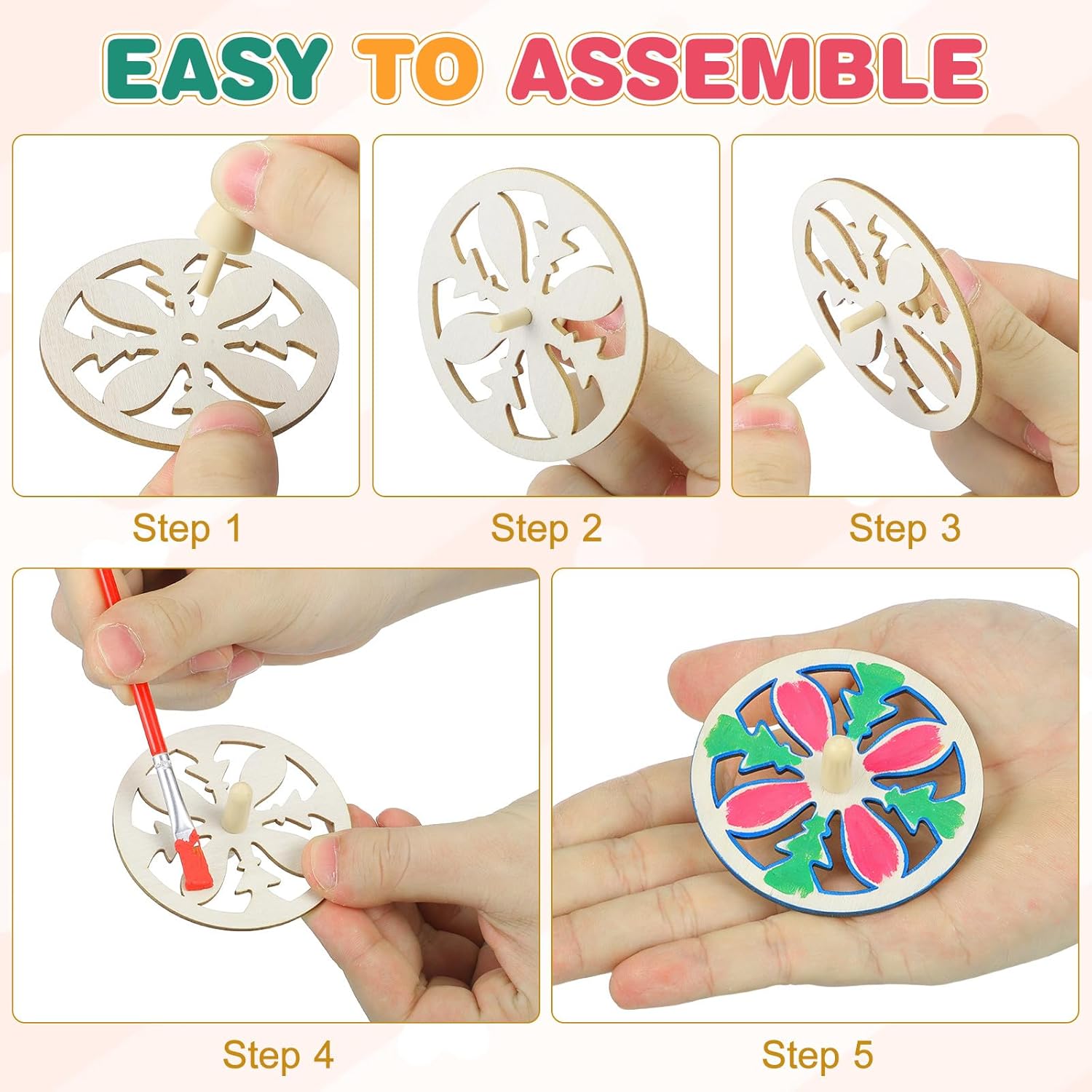 Kisangel Wooden Spinning Tops for Children - 20 Unpainted Spinning Tops for DIY and Creative Fun at Parties