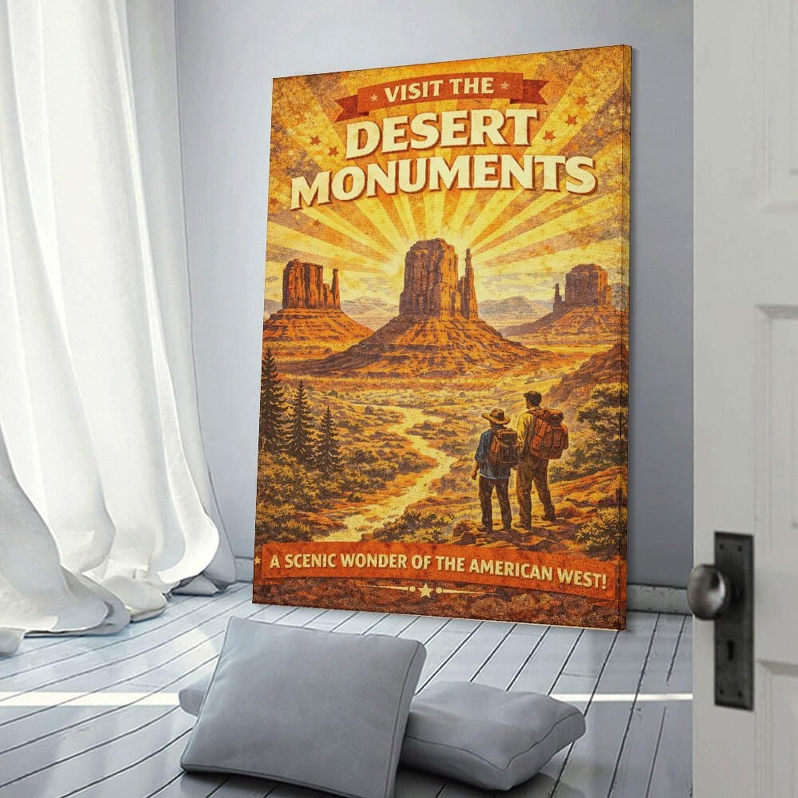 Junmoney Frame-Style-8 Visit Desert Monuments Vintage Home Decor Wall Art, 12X18inch(30X45cm), For Lounge, Bedroom Or Personal Spaces, Thoughtful Wall Decor For Art Lovers