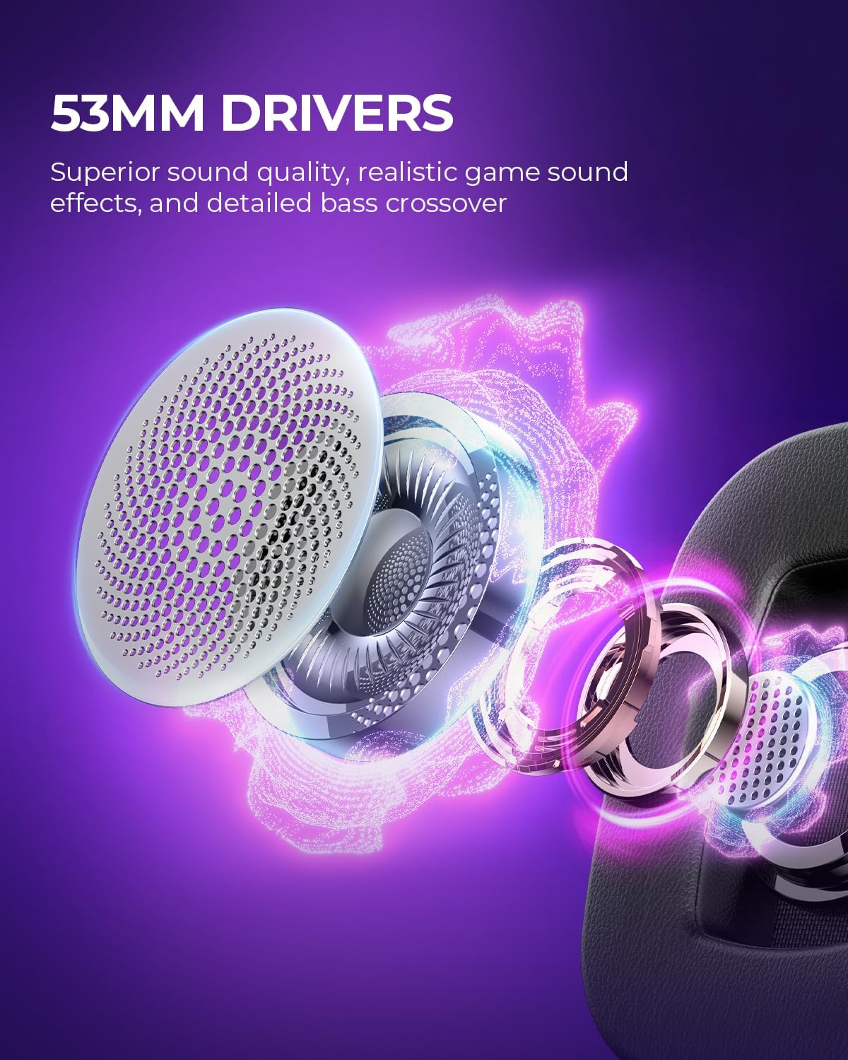 havit H2002d Gaming Headsets for PS4,PC, 53MM Drivers Surround Sound PS5 Headset with Mic Gaming Headphones with Mic Durable Aluminum Frame Valentines Gifts for Men - Image 3