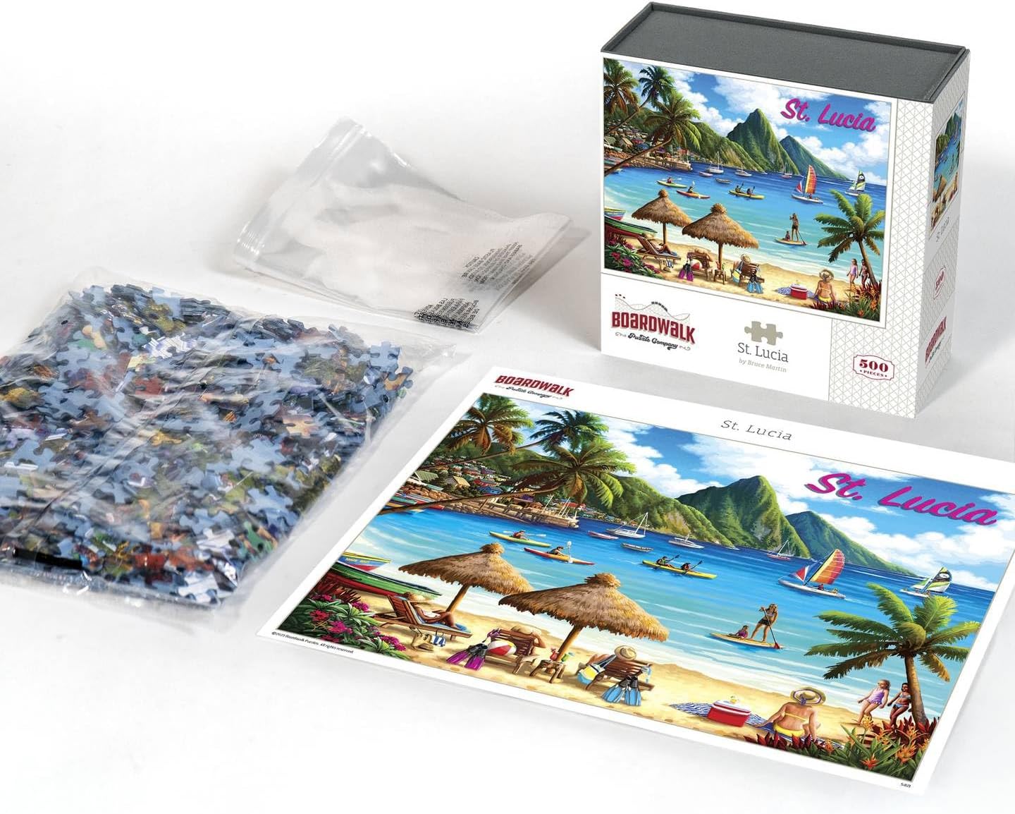 St. Lucia by Boardwalk - 500 Piece Jigsaw Puzzle for Adults, Made in USA