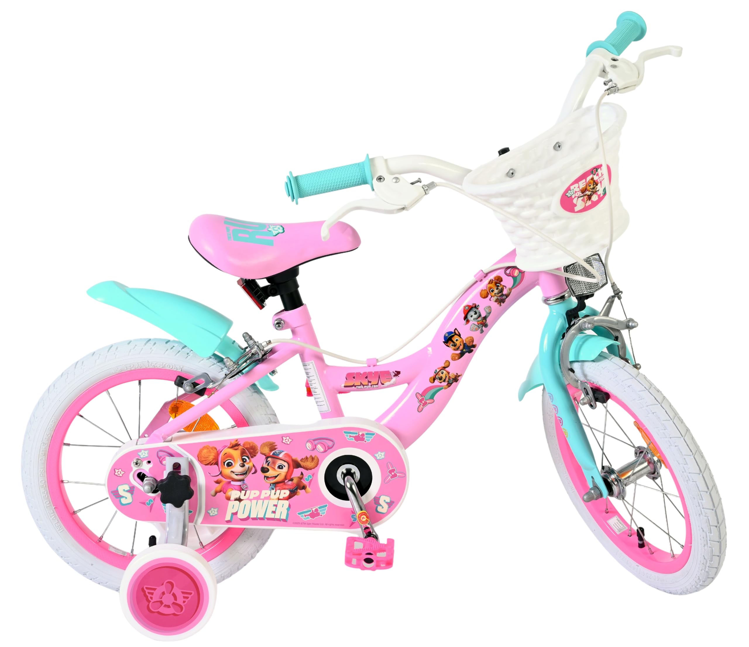 Volare Paw Patrol Kids Bike | Age 3.5-5 | 14 Inch Wheel | 2 Handbrakes (Front & Back Wheel), Removable Stabilisers, Chain Guard & Front Basket | Adjustable Saddle | Gift for Girls โ image 1