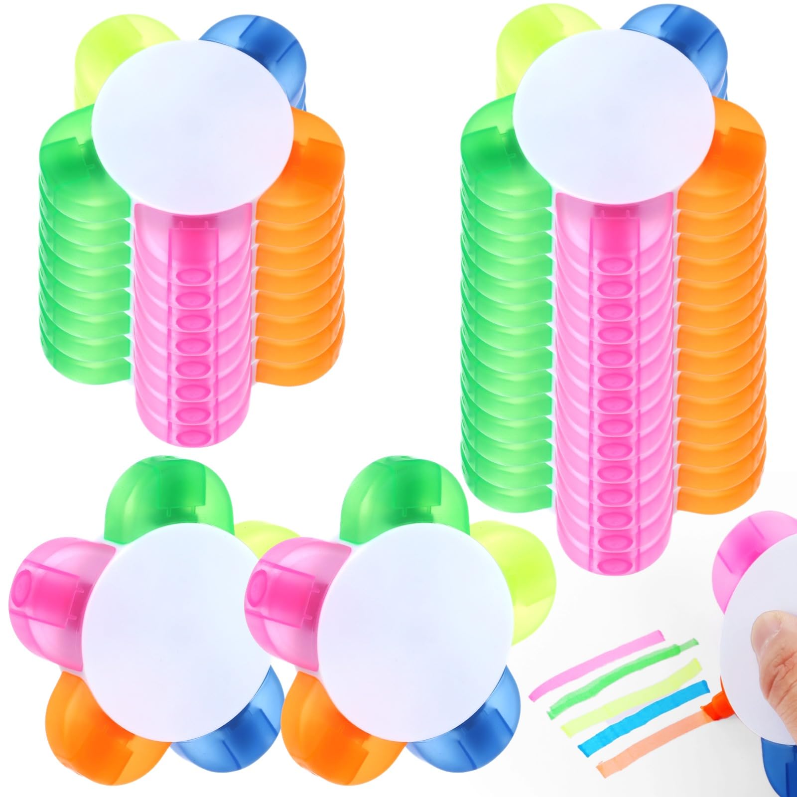 Anjetan 24 Pcs Petal Highlighters, Flower Shape Fluorescent Pens, 5-in-1 Highlighters for Marking, Drawing, Petal-Shaped Aesthetic Markers for Homes,