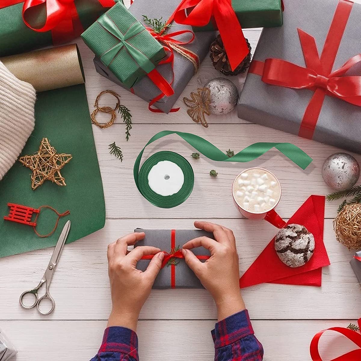 3 rollen 20 mm lint satijn cadeaulint zijden linten om te knutselen decoratielint voor geschenkverpakking kerstmis bruiloft Valentijnsdag Nieuwjaar decoratie