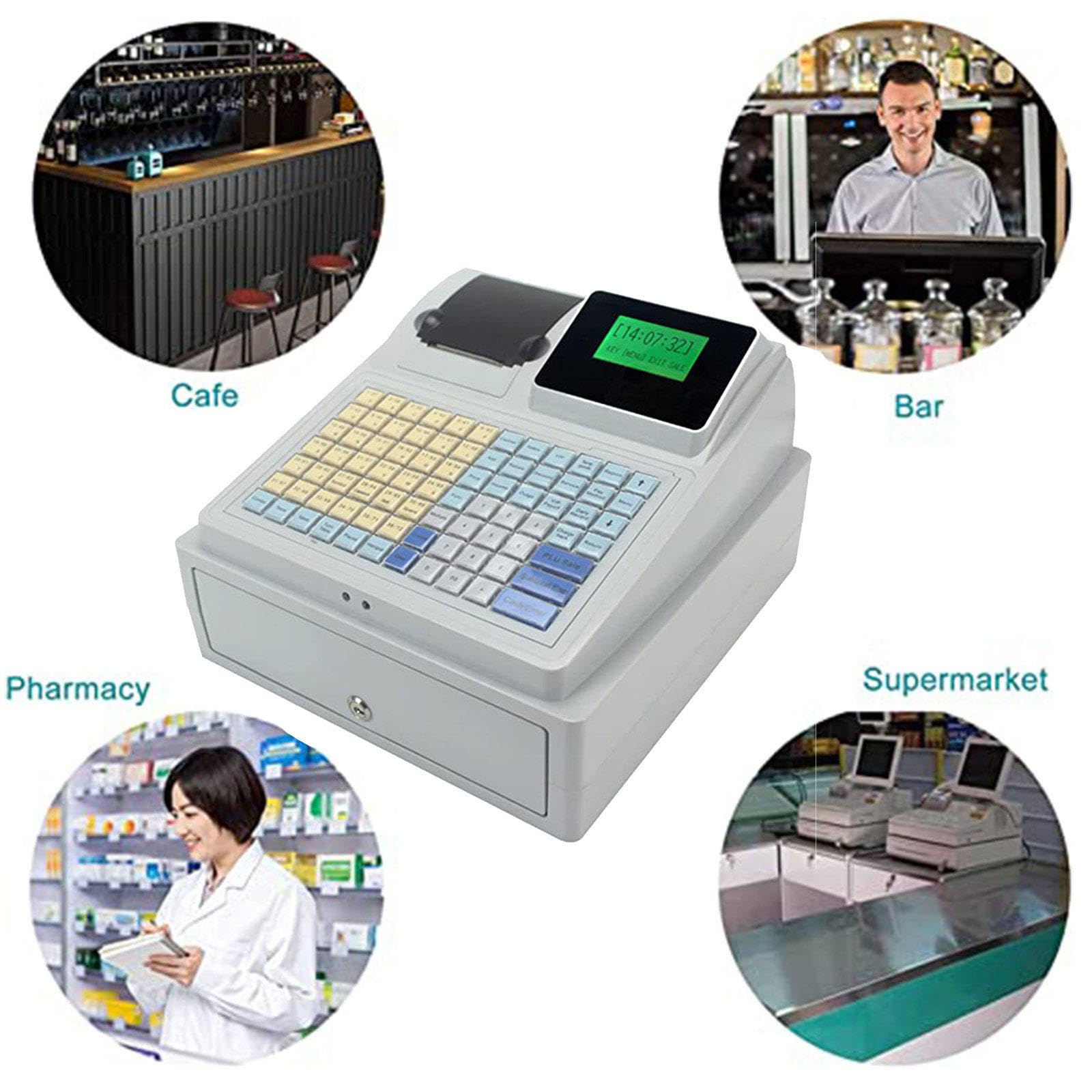 Kasa Fiskalna Dla Małych Firm, Elektroniczna Kasa Fiskalna Z 81 Przyciskami, Cyfrowy System Kasowy Z 8 Diodami LED, Angielski System Kasowy