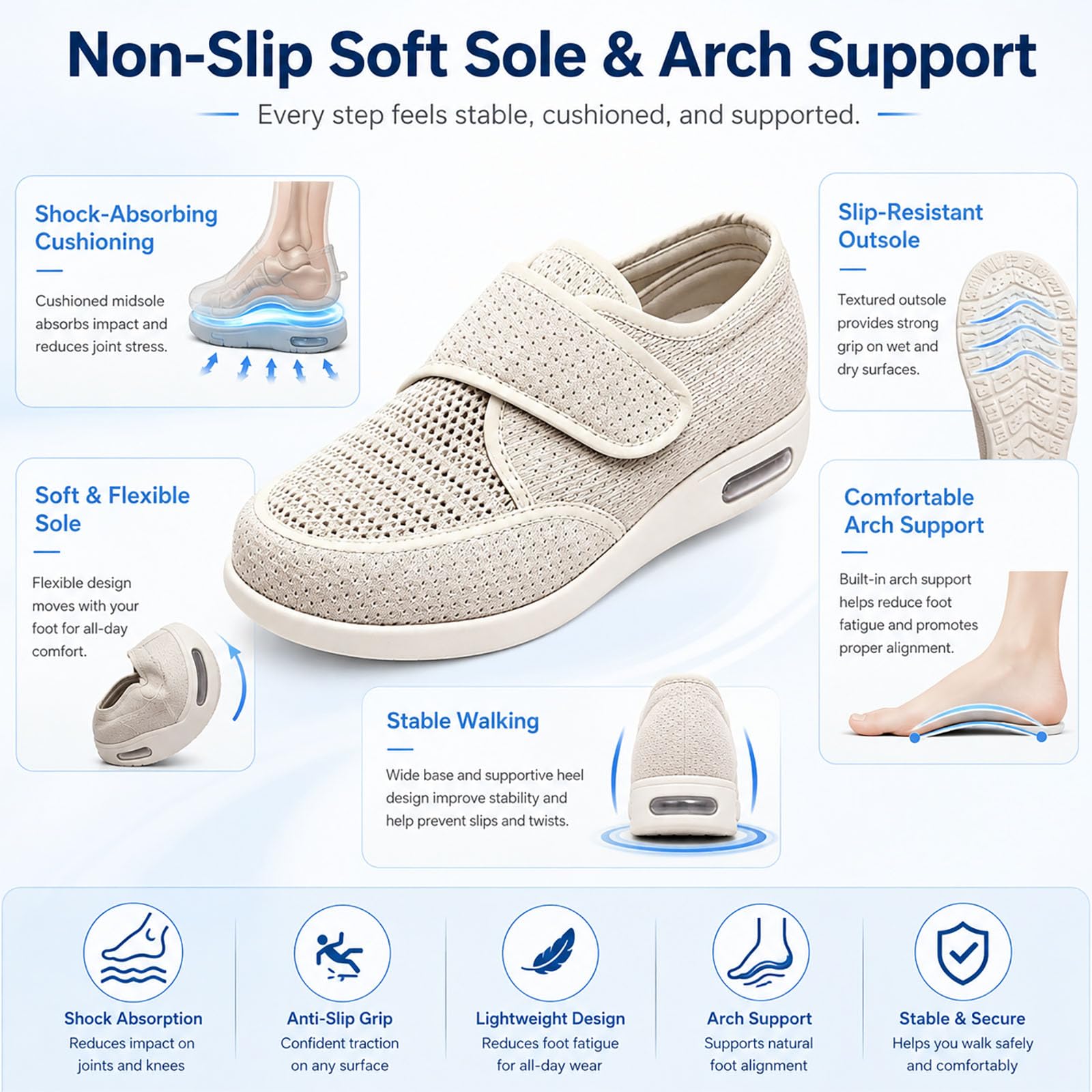 Generisch Diabetic Shoes Women's Air Cushion Hiking Shoes