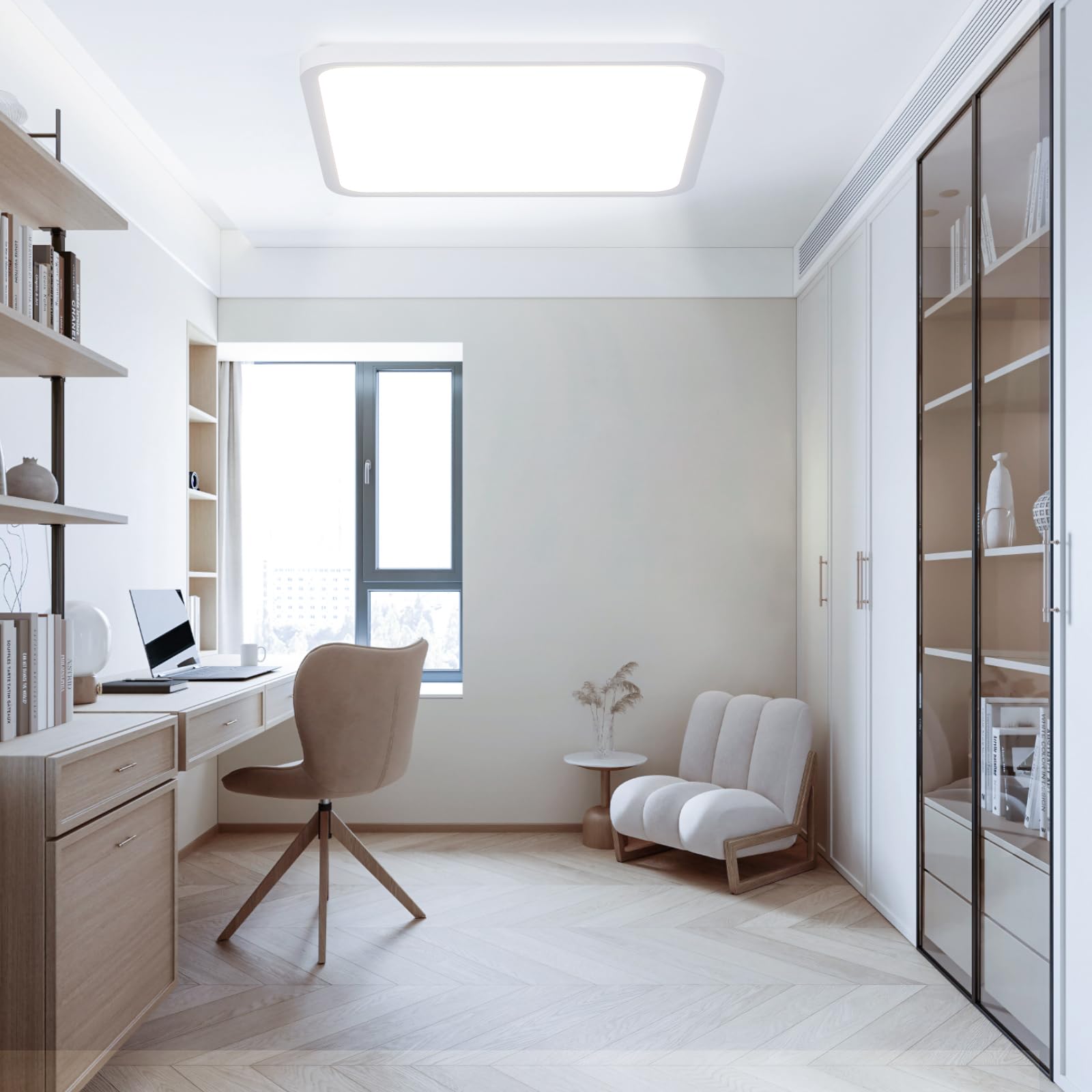 Plafonnier LED 40CM, 42W Carré Lampes de Plafond Moderne 6500K, 4800LM Luminaire Plafonnier Étanche IP44 pour Chambre, Salle De Bain, Salon, Cuisine, Bureau