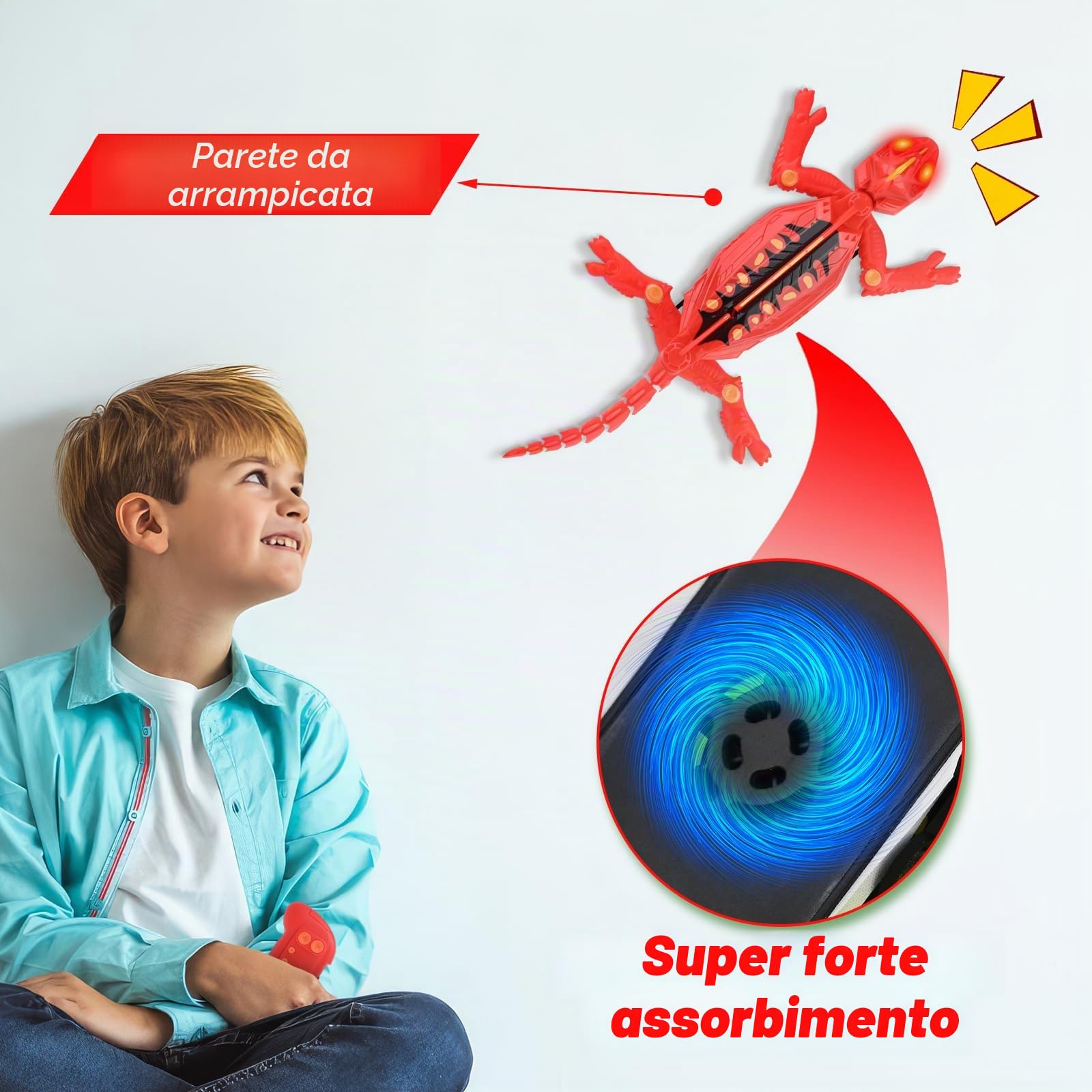Euakee Ricaricabile Camaleonte Telecomandato, Geco Telecomandato con occhi a LED, Geco Interattivo, Lucertola Robot Giocattoli, Giocattolo per Bambini e Bambine, 4+ Anni (B)