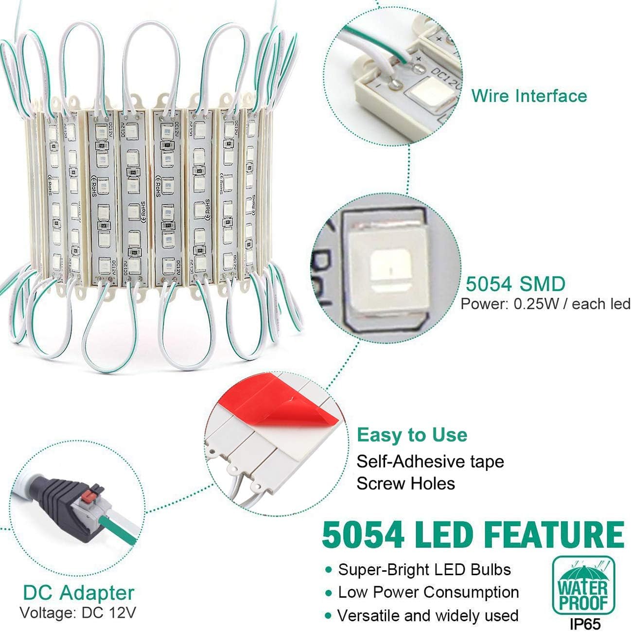 Upgraded LED Storefront Lights, 40 Ft 80 Pieces Waterproof Window Light 4 Sets 5054 Green LED Lighting Module Storefront Strip Lighting for Business Store Light Advertising Signs