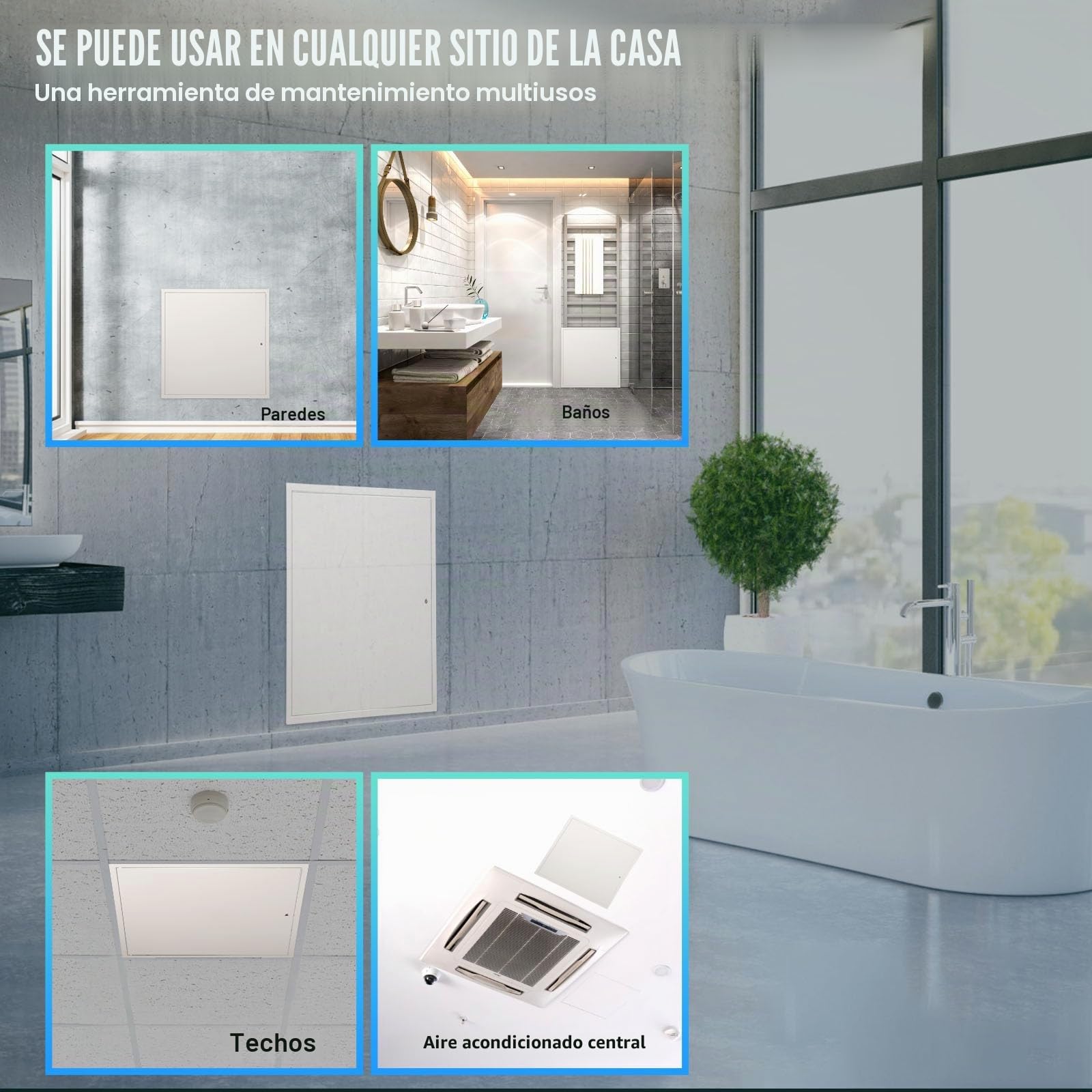 VEVOR Trampilla de Inspección para Paneles de Yeso, Puerta de Acceso de Acero Galvanizado 417x417 mm, con Pestillo de Destornillador, para Instalación de Fontanería y Electricidad en Techos, Blanco