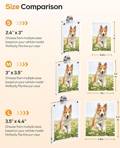Miniatura 8 de 2 clips de fotos grandes para visera solar de automóvil, marco acrílico magnético de 3.5 x 4.4 pulgadas para fotos Instax Wide y Polaroid I, fácil