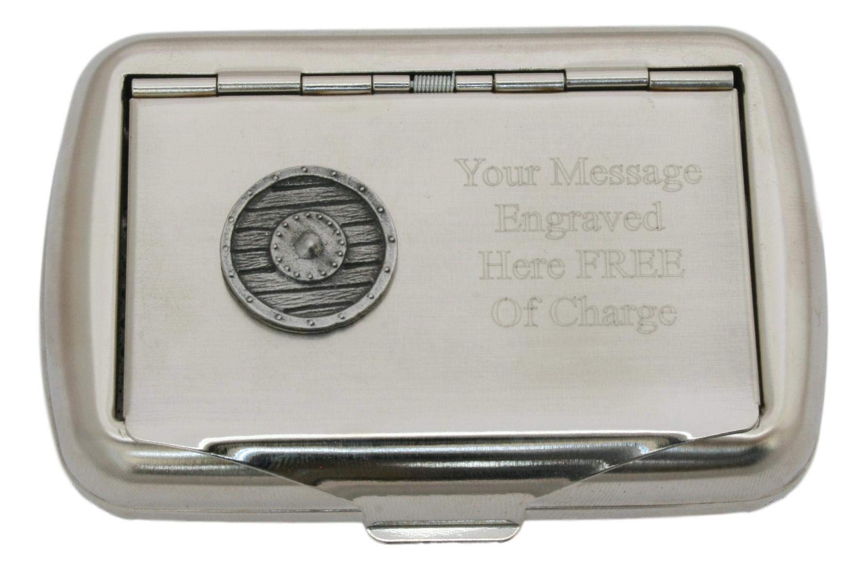 Viking Shield Tobacco Tin Stainless Steel with Free Engraving Smokers Gift 513