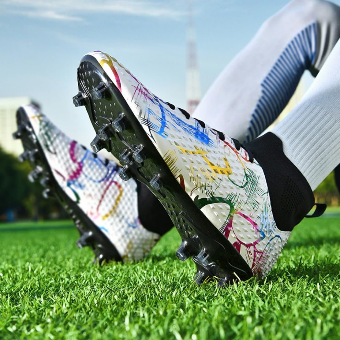 Scarpe da Calcio Professionali Alte da Uomo per Ragazzi Scarpe da Calcetto con Tacchetti per Bambini per Sport all'aperto su Erba Sintetica