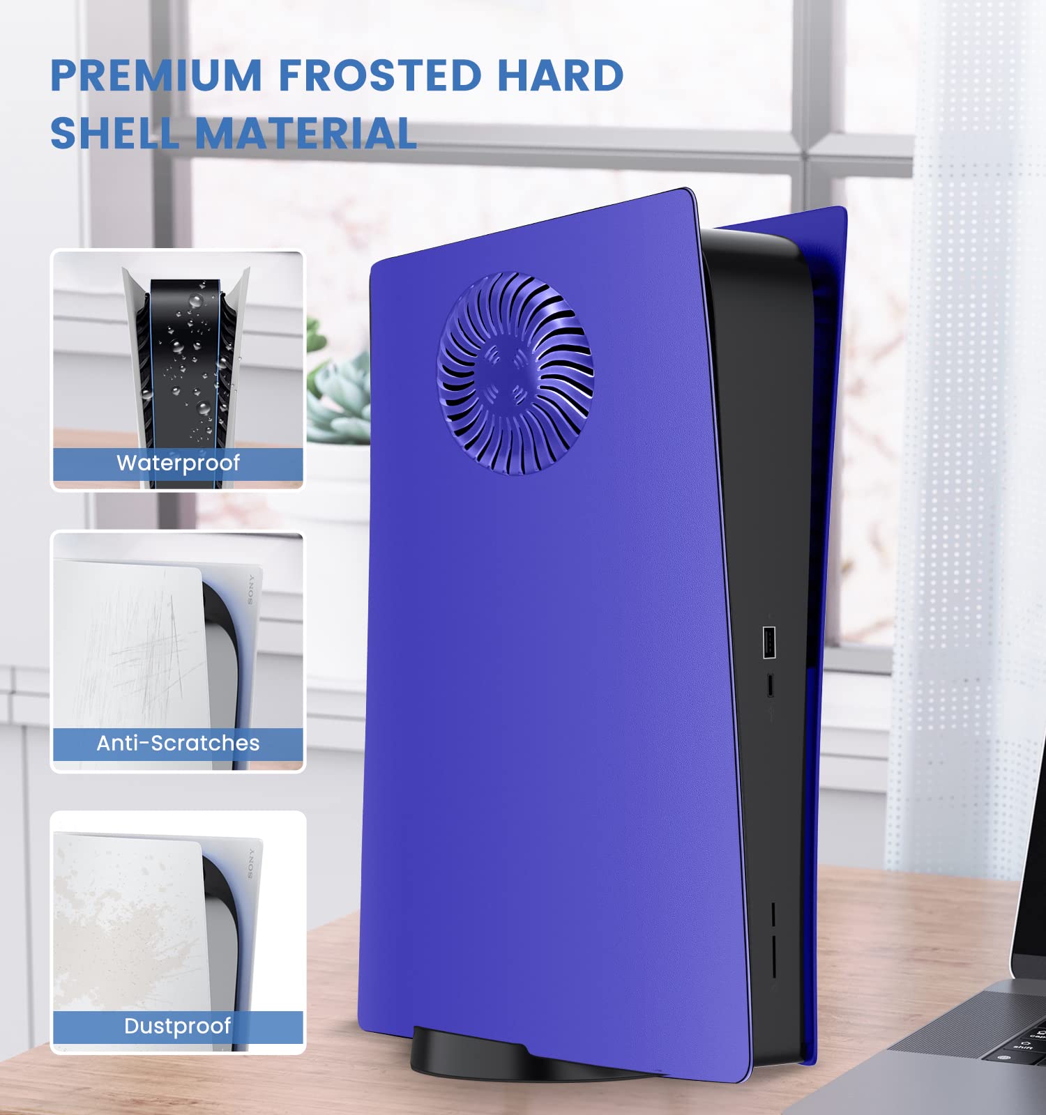 Coque de protection de plaque PS5 Version de refroidissement de la plaque frontale Peau de plaque PS5 pour édition de disque PS5 Évents turbo améliorés ABS antichoc dur Plaque PS5 Violet galactique