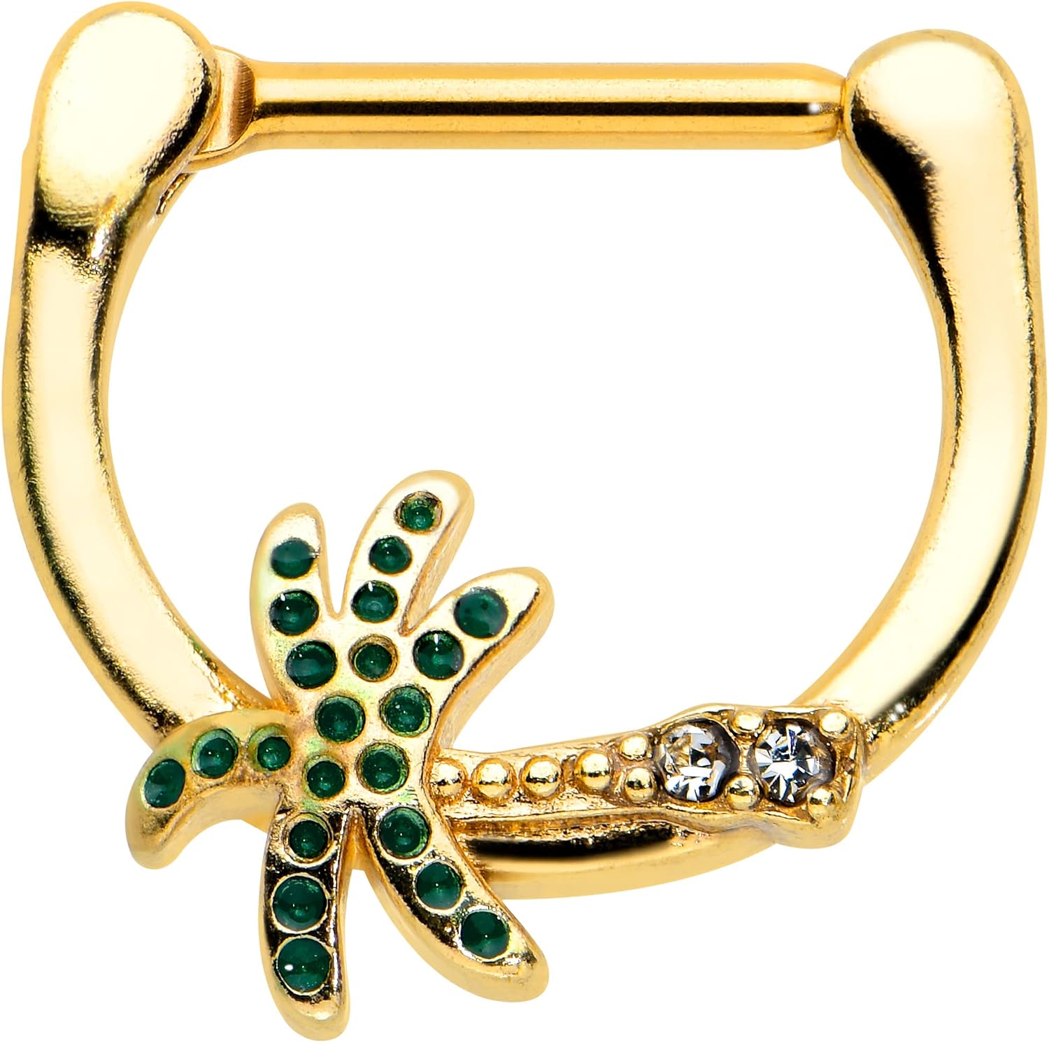 Body Candy Womens 16G PVD Steel Septum Jewelry Clear Accent Retro Palm Tree Daith Tragus Cartilage Clicker 5/16"