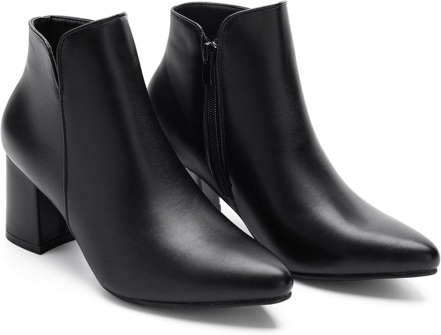 Women’s Ankle Boots with Side Cutout, Pointed Toe, Low Block Heel Zip Dress Booties for Work & Casual Wear - Image 4