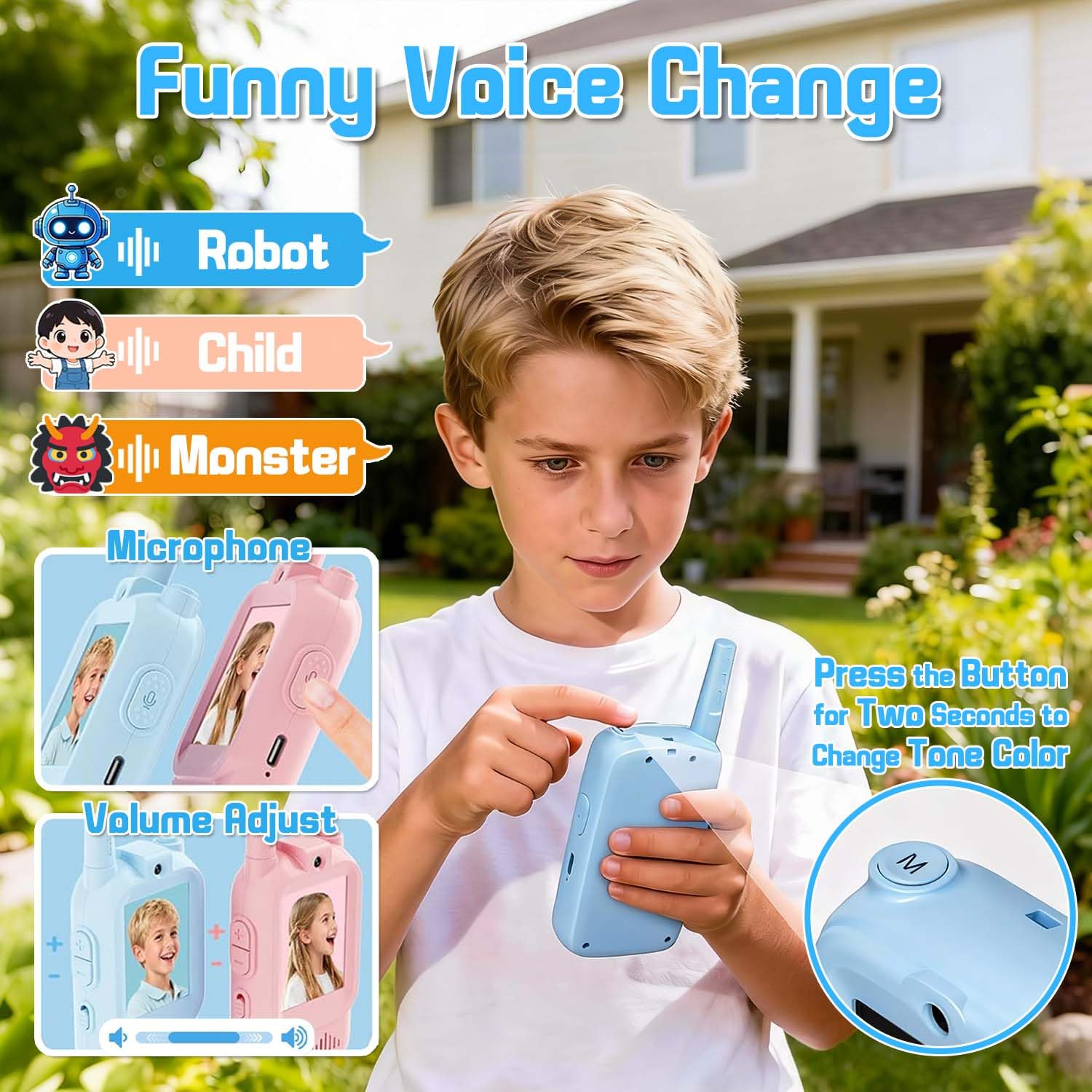 Talkie-walkie pour enfants avec vidéo HD et caméra, fonction de recharge USB (650 Talkie-walkie pour enfants avec vidéo HD et caméra, fonction de recharge USB (650