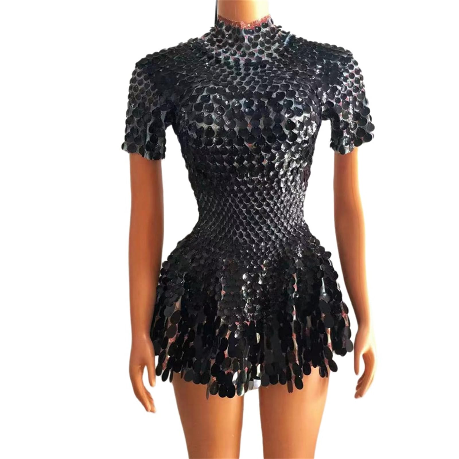 Farbige Pailletten, Tanzkleidung, flexibles Design, figurbetontes Kleid, bequem zu tragen für Motto-Partys und Tanzwettbewerbe, Party, Tanzbekleidung