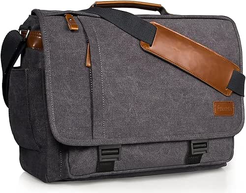 ESTARER Men Messenger Bag 17-17.3 Inch Laptop Bag Water-resistant Canvas