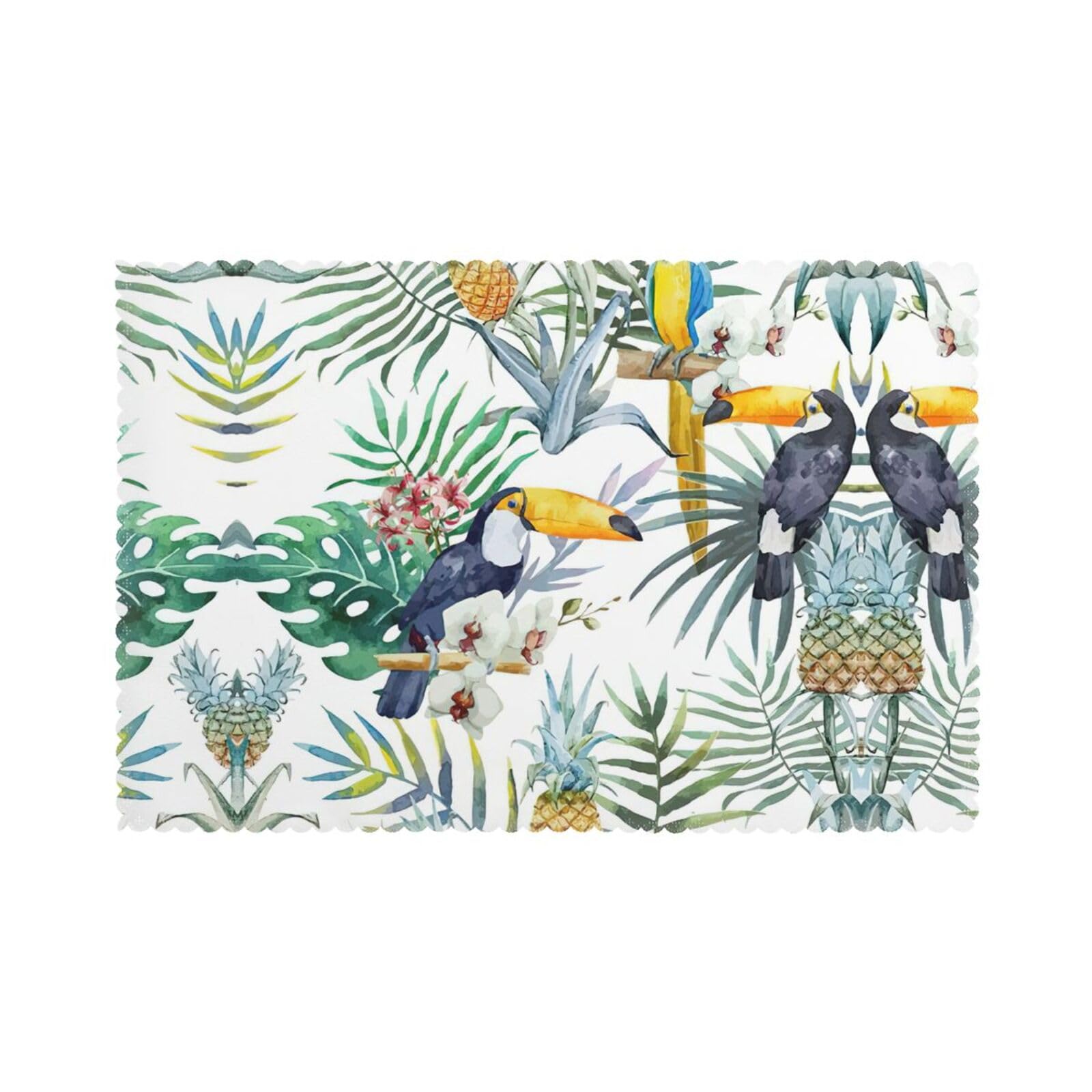Set de table tropical oiseau lot de 6 lavable en polyester 30x45 cm