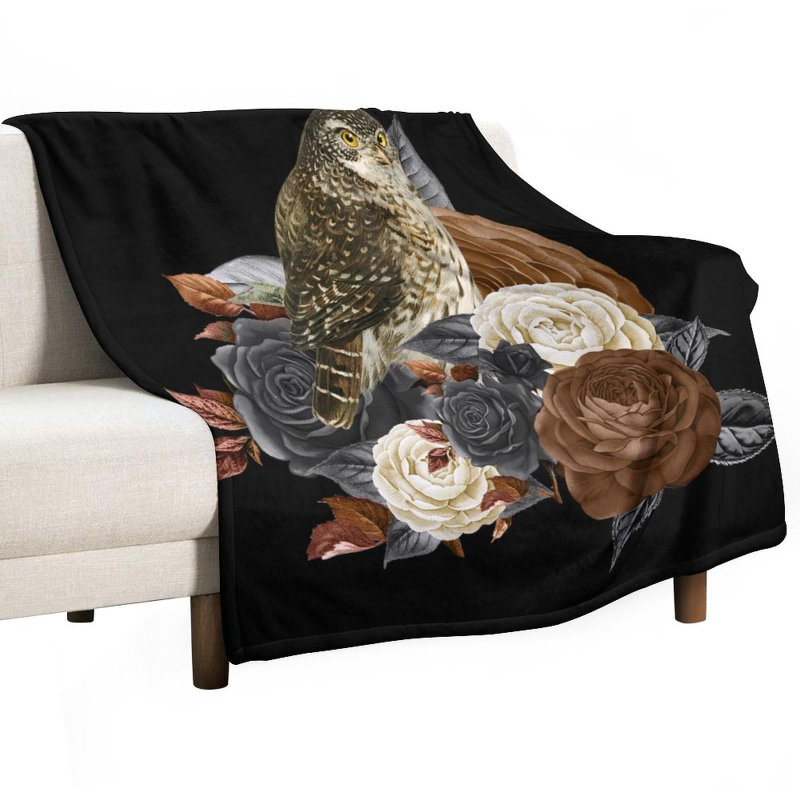 Couverture polaire en flanelle pour Halloween avec motif squelette et fleur effrayante