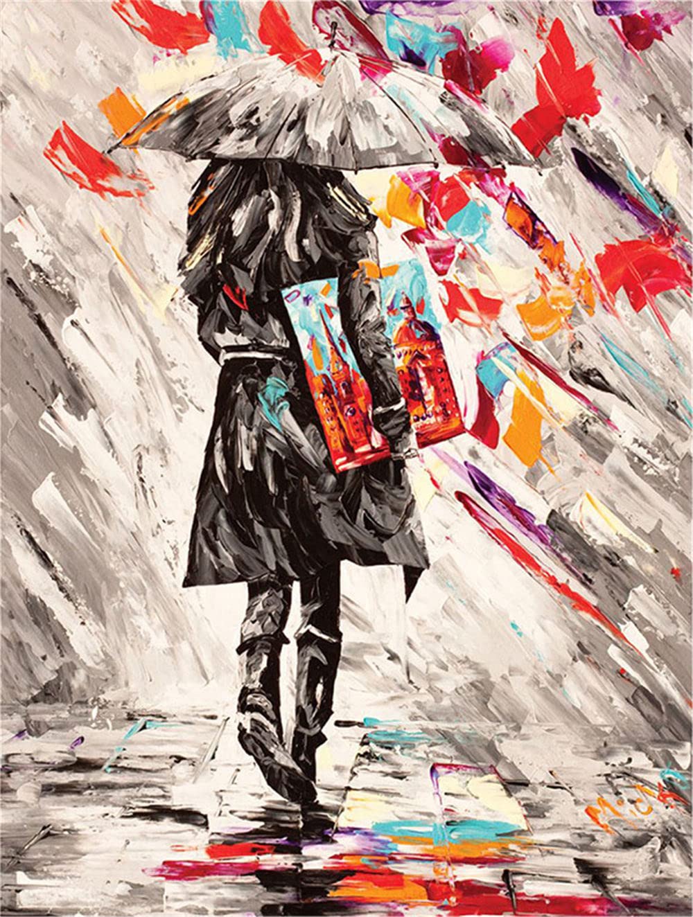 DIY 5D Diamond Painting Kits Adult and Kids,Full Drill,Watercolor Rain Belle Crystal Craft Drawing,Home Decor or Gifts(70x50cm)