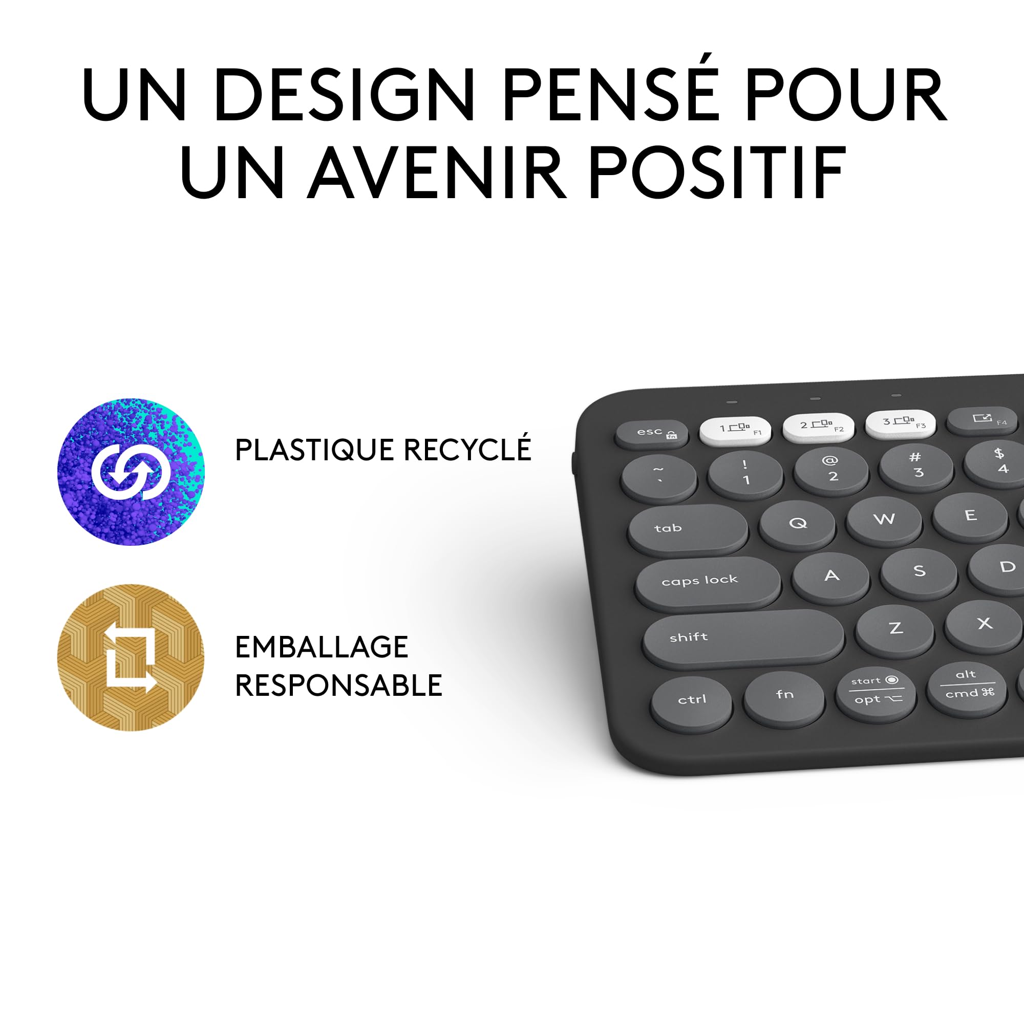 Logitech Pebble Keys 2 K380s clavier sans fil Bluetooth multidispositif, raccourcis personnalisables, fin et portable, Easy-Switch pour Windows, macOS, iPadOS, Android, ChromeOS, FR AZERTY - Graphite