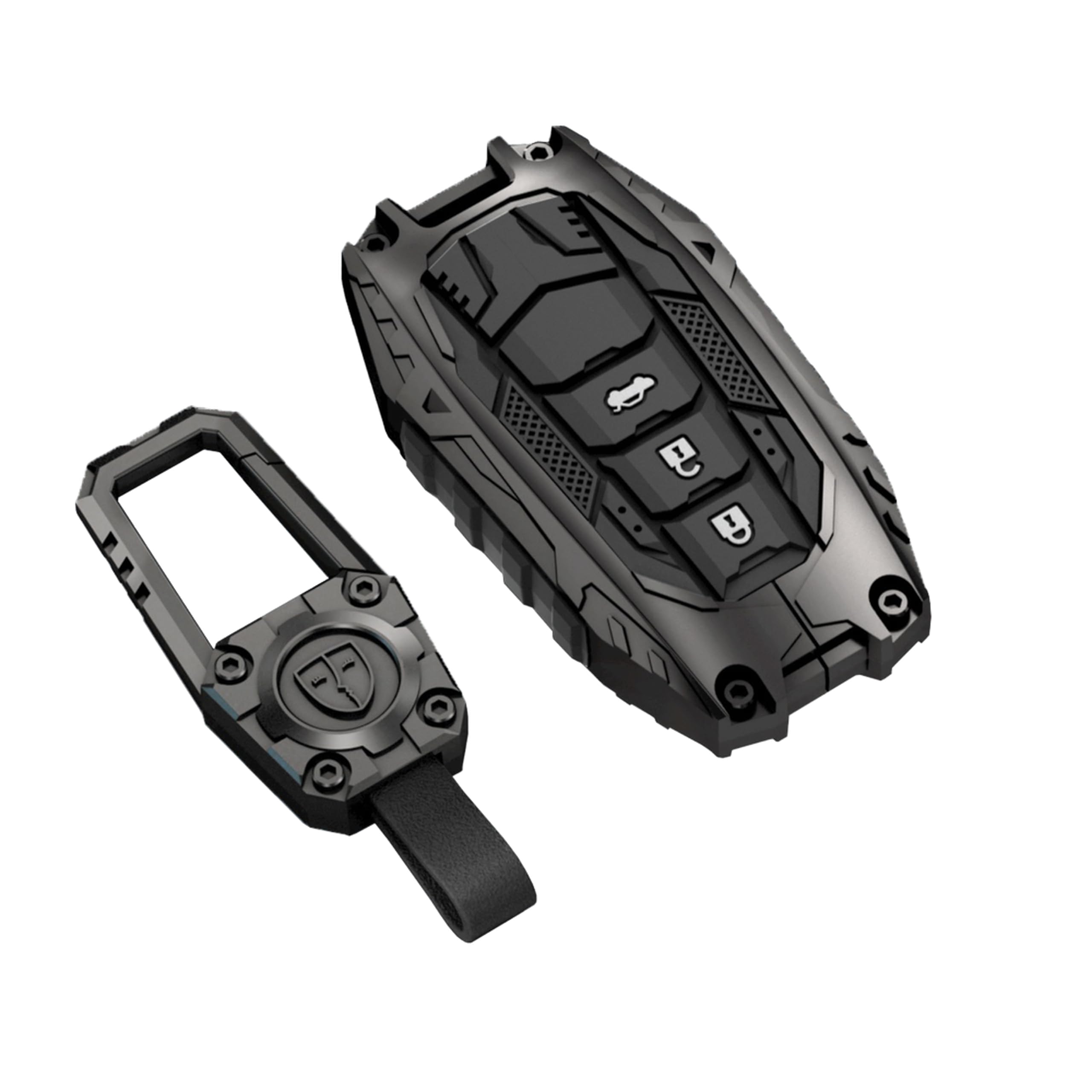 STYLEOBJECT Transformer Series Waterproof Luxury Soft Silicone 3-Button Car Key Cover with Keychain for Toyota Fortuner, Hycross Innova | Premium Metal Protection Shell