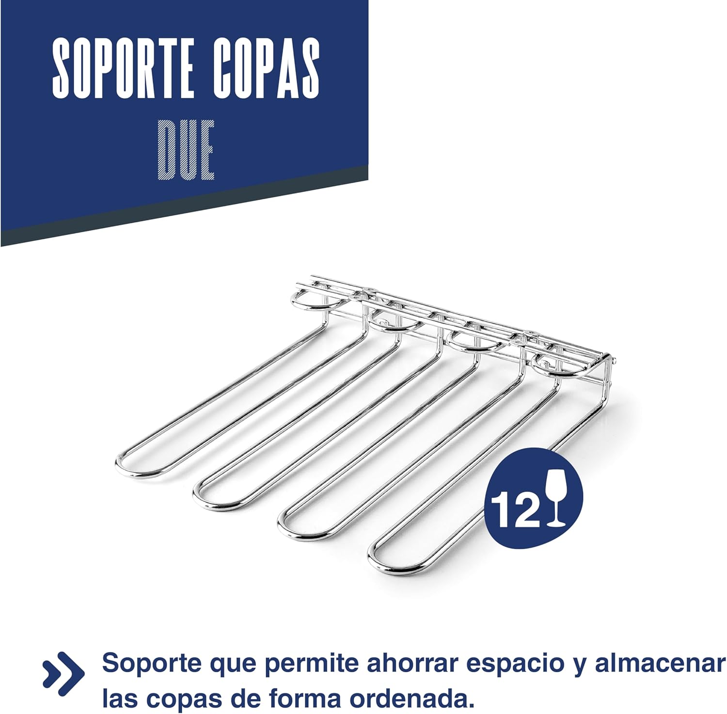 LACOR - 62254 - Due Drink Holder, Capacity for 12 Glasses, Ceiling or Wall Mounting, Iron, Colour Metallic Grey, 29 x 31.5 cm