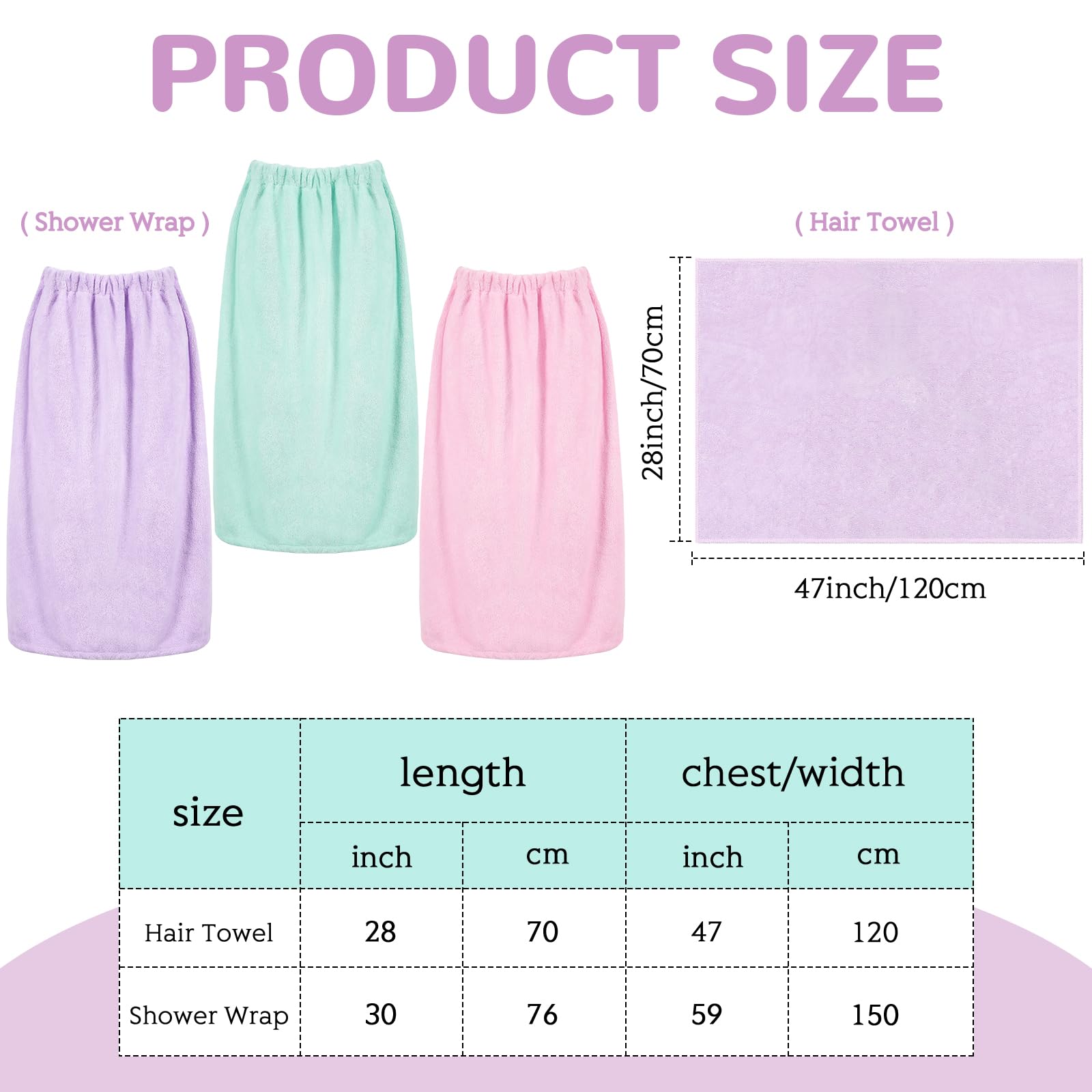 Cuffbow Set di 6 asciugamani da donna in microfibra per capelli e doccia per le donne dopo la doccia, asciugamano per asciugare i capelli, asciugatura rapida, con chiusura regolabile e parte superiore