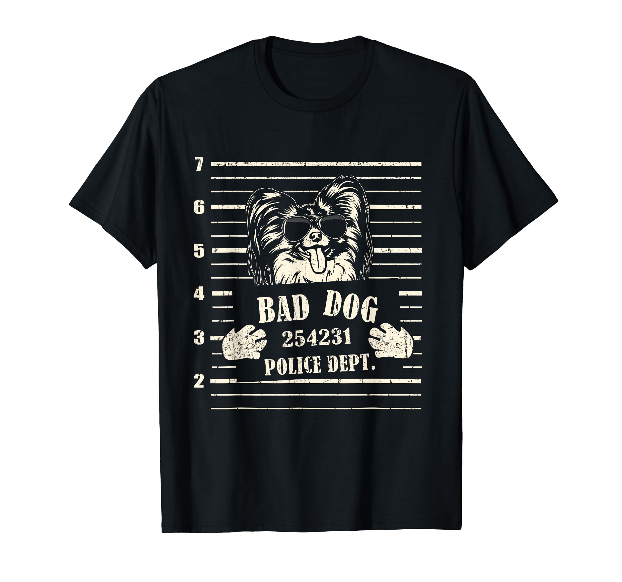 Papillon Funny Bad Dog T-Shirt, Black