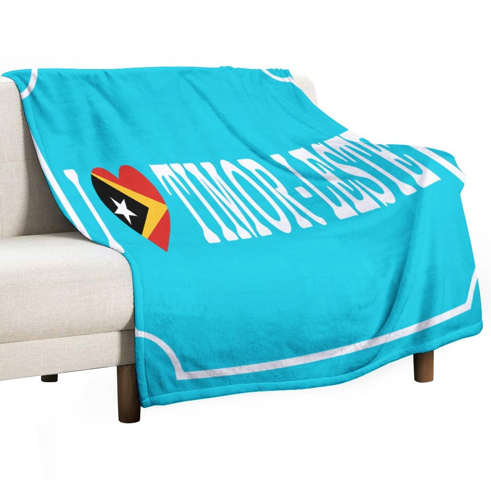 Cadeau de lit polaire respirant I Love Timor-Leste original pour anniversaire de mariage