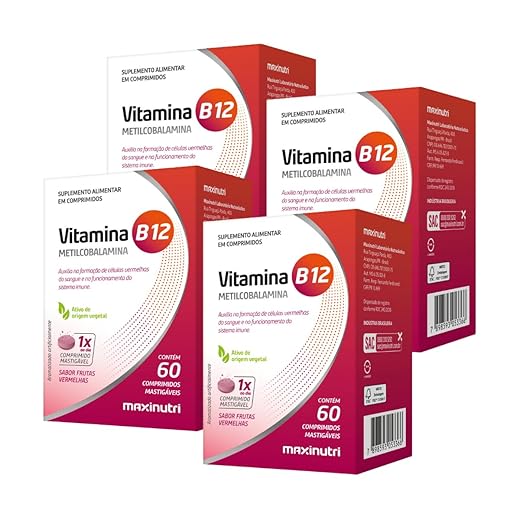 Kit 4 Vitamina B12 Metilcobalamina 60 Capsulas Mastigaveis Maxinutri