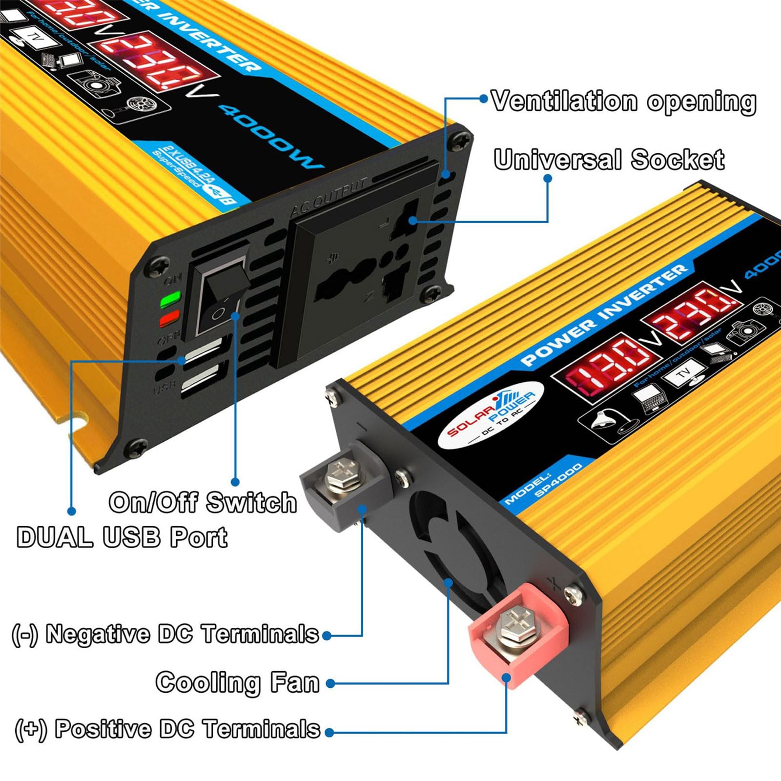 Kit de Panneaux solaires Hors réseau 4000 W avec Panneau étanche 60 W et contrôleur 30 A for Camping, Camping-Car et extérieur(220V)