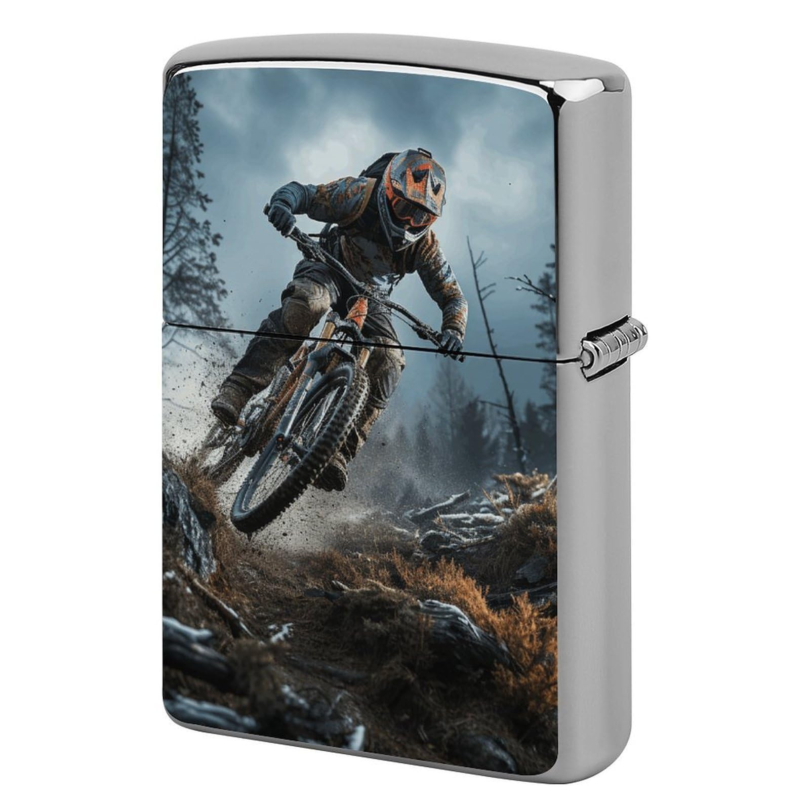 Mountain Bike Tournament Lighter Cover for Men, Personalized Lighter Case for Birthday Gift, Flip-Top Lighters Protective Cover, Portable Lighters Shell for Outdoor, Travel