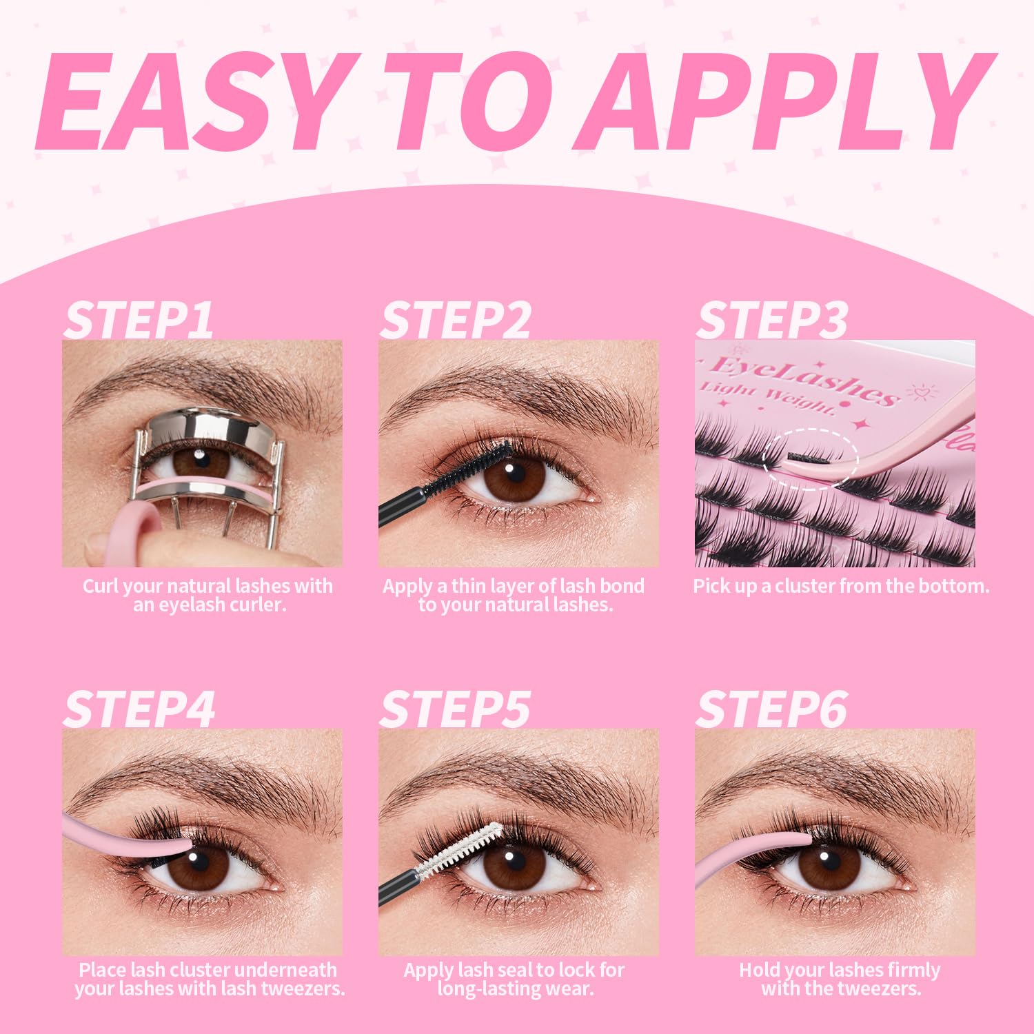 Ciglia Finte Ciuffetti Kit Extension Ciglia Lash Clusters con Bond e Rimuoviciglia 8-16mm,DIY Eyelash Extension Kit (DM-FD32)